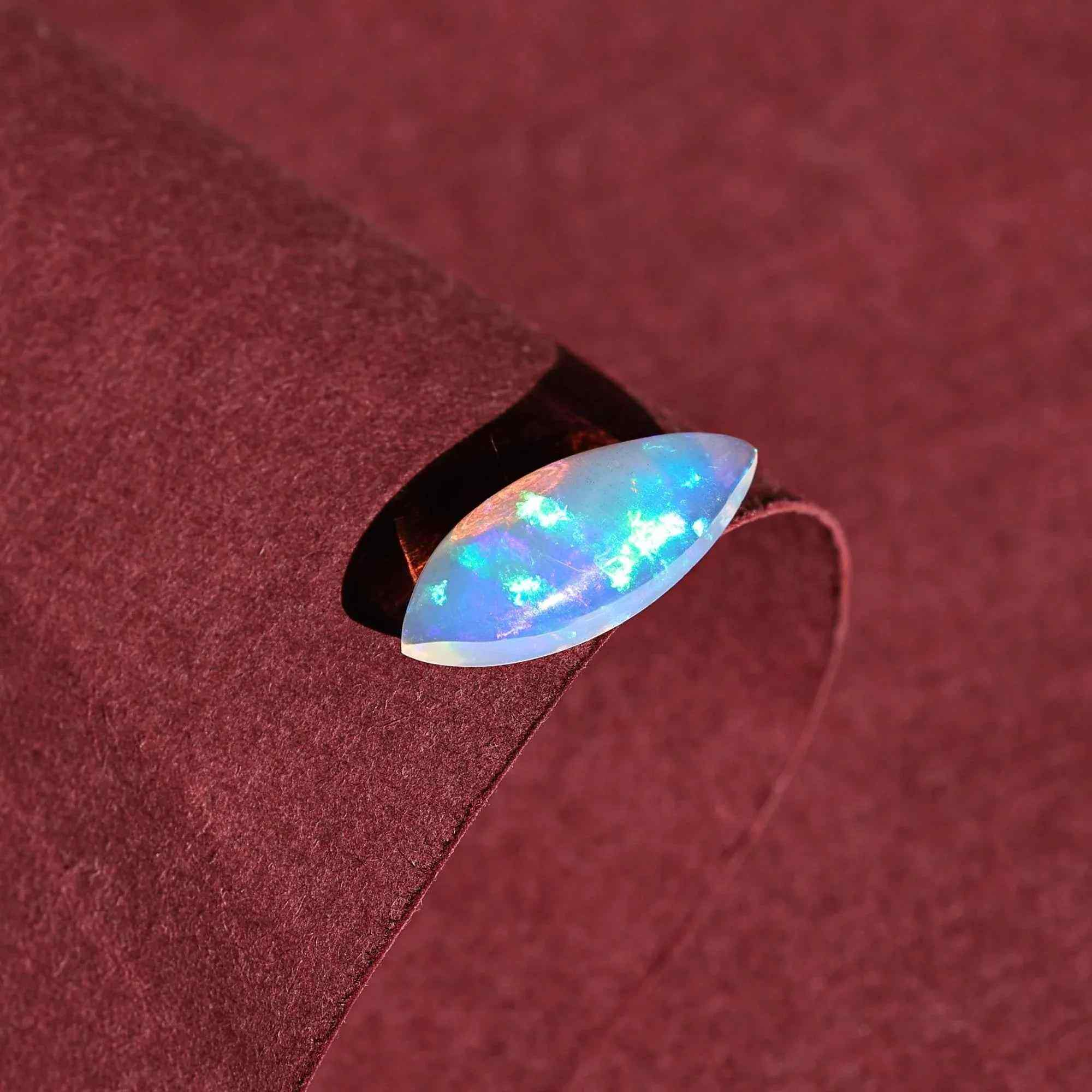 3.55 Carat Ethiopian Fire Opal Cabochon Marquise Loose Gemstone 9.00x20.50mm Loose Gemstones