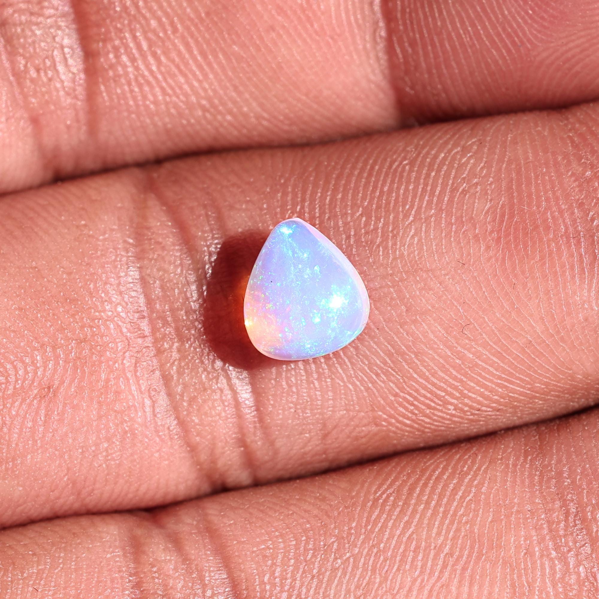 White Ethiopian Fire Opal Cabochon: 1.03 Carat Heart Gemstone for Jewelry