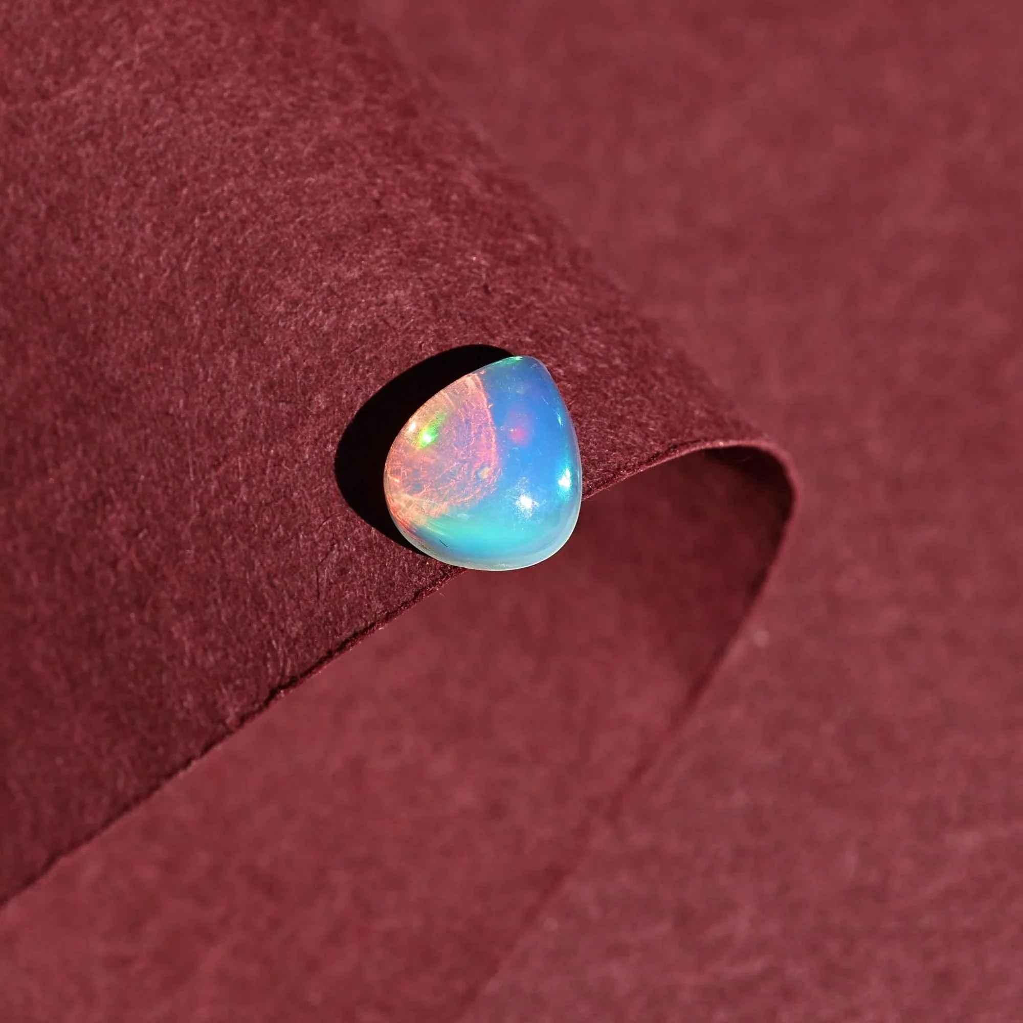 Natural White Ethiopian Opal Cabochon: 1.52 Carat Welo Fire Opal Gemstone loose gemstones