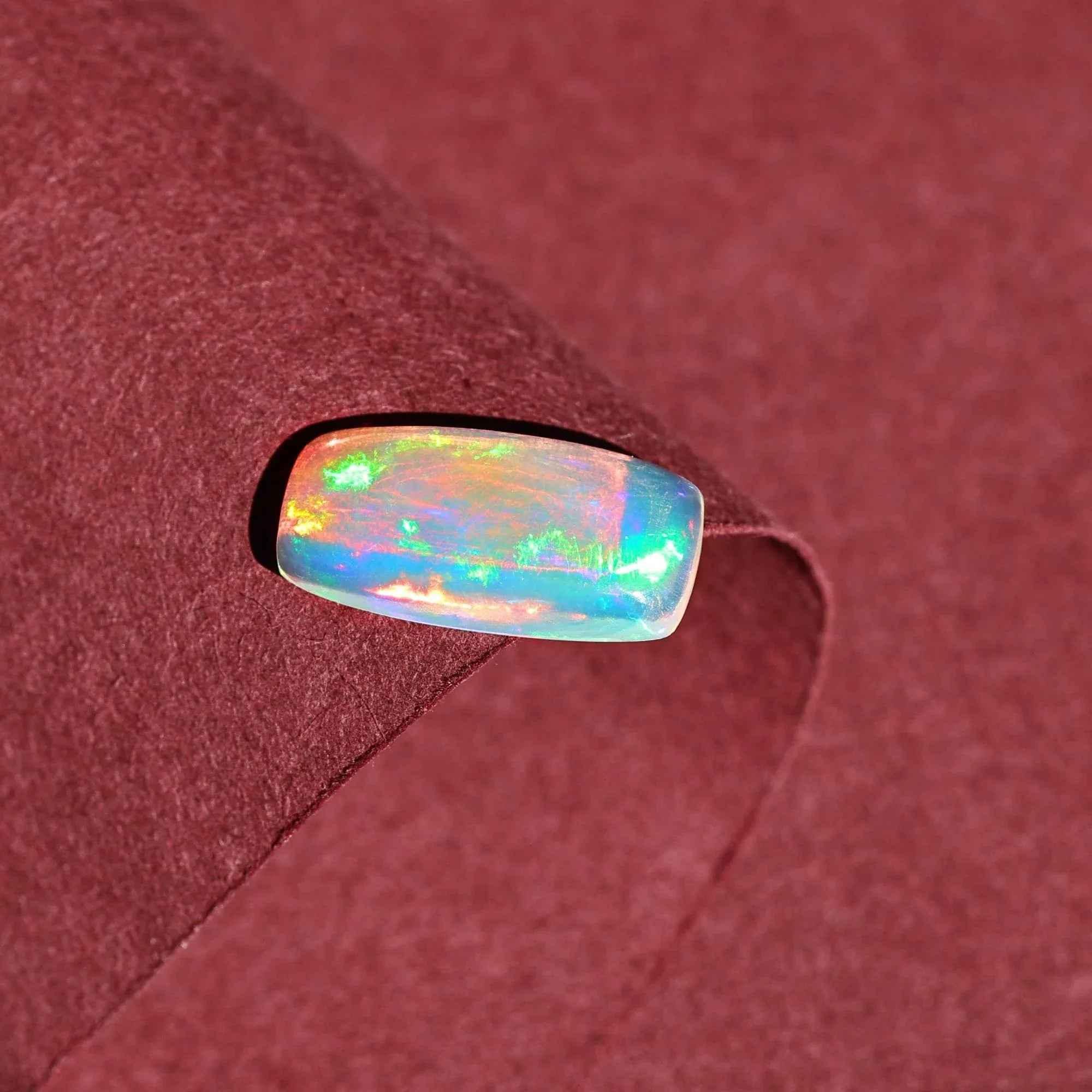 Loose Ethiopian Fire Opal Cabochon 2.68 Carat White Gemstone for Jewelry Making loose gemstones