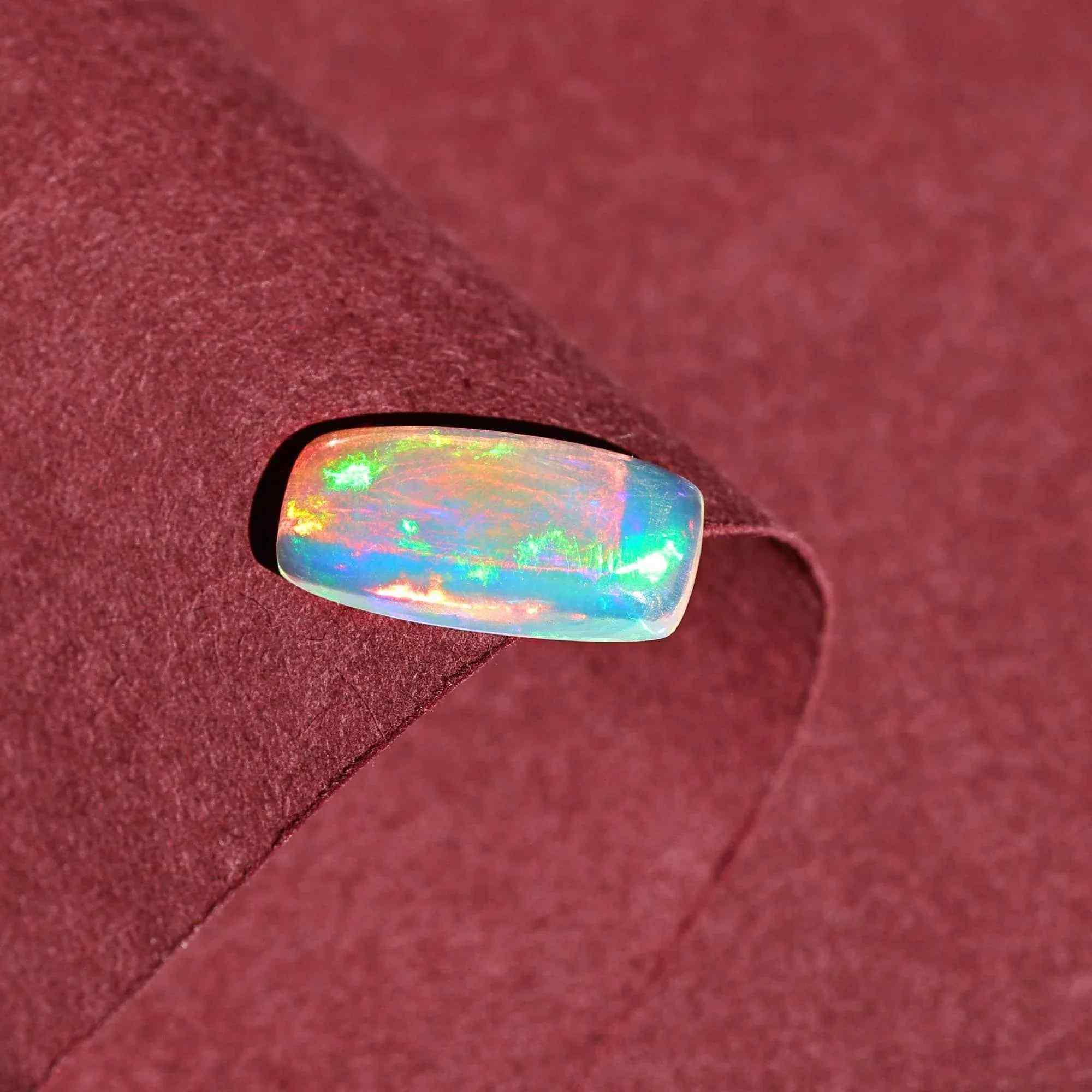Loose Ethiopian Fire Opal Cabochon 2.68 Carat White Gemstone for Jewelry Making - Himalya Quartz