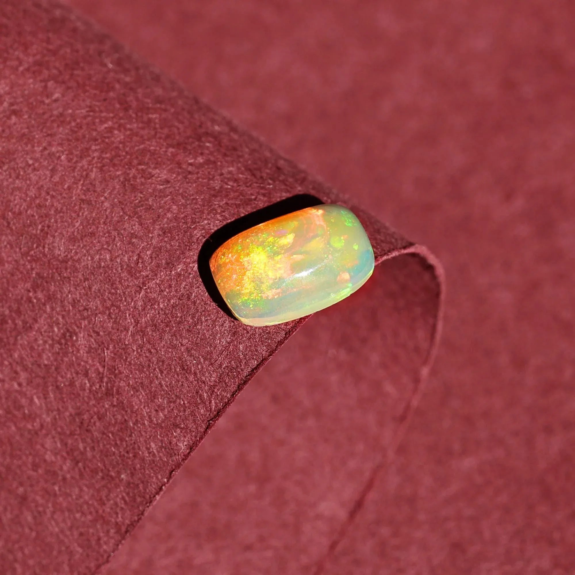 1.47 Carat Yellow Fire Opal Cabochon Gemstone: White Ethiopian Opal for Jewelry - Himalya Quartz