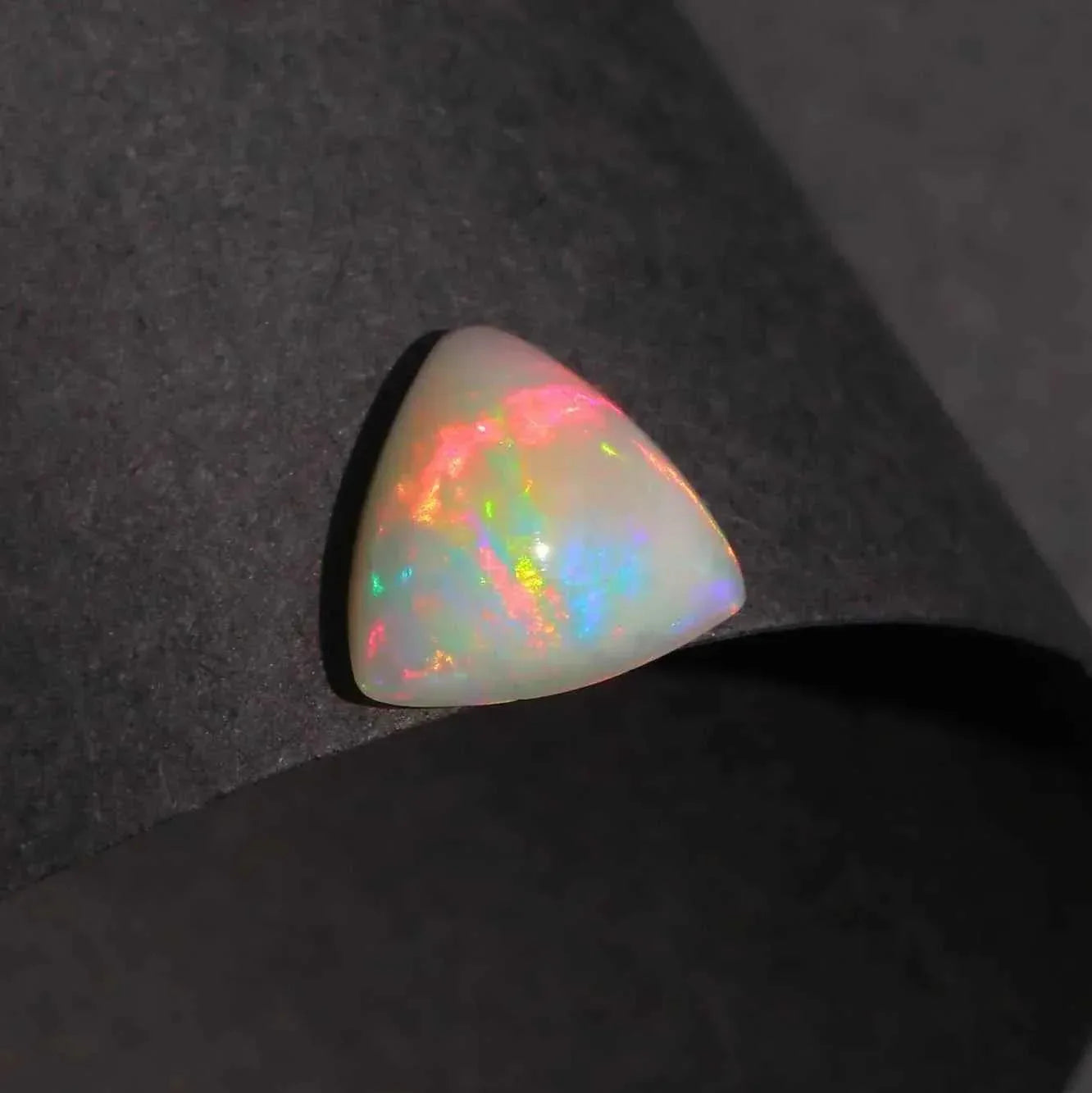 White Ethiopian Opal Cabochon - 1.52ct Trillion Fire Opal Gemstone for Jewelry Making loose gemstones