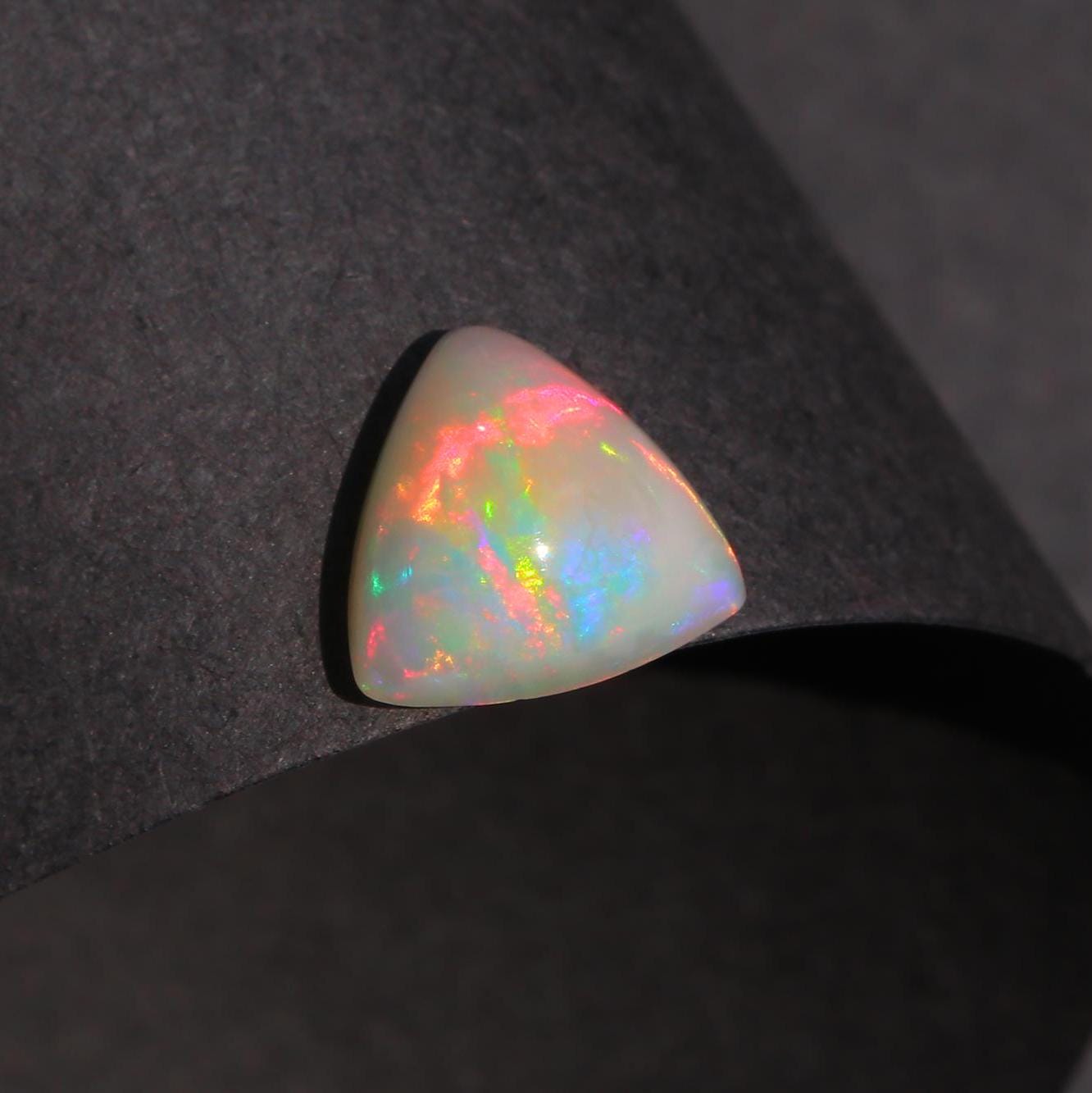 White Ethiopian Opal Cabochon: Trillion Fire Opal Gemstone, 1.52ct Loose Stone Making Jewelry