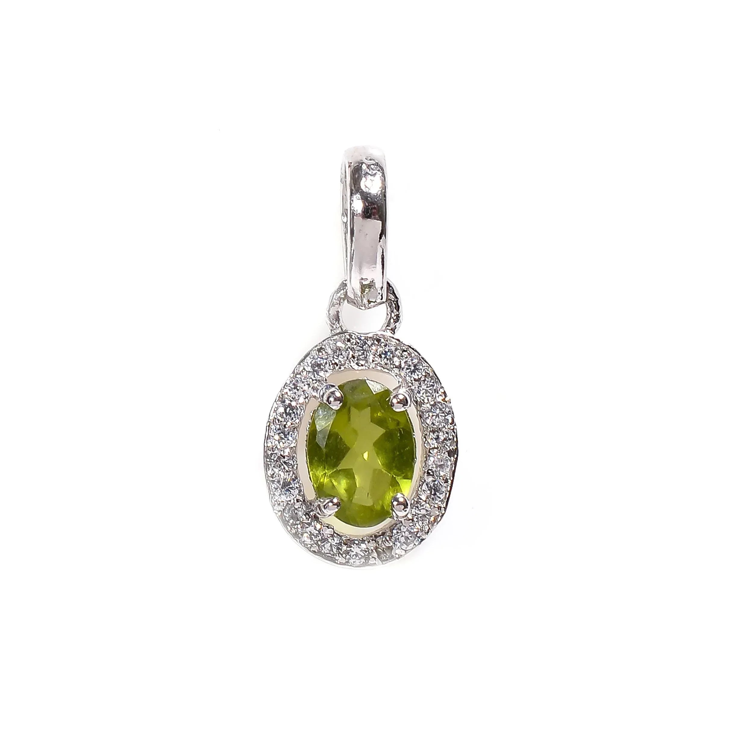 Handmade Peridot Pendant: 925 Sterling Silver Oval Gemstone (5x7mm)