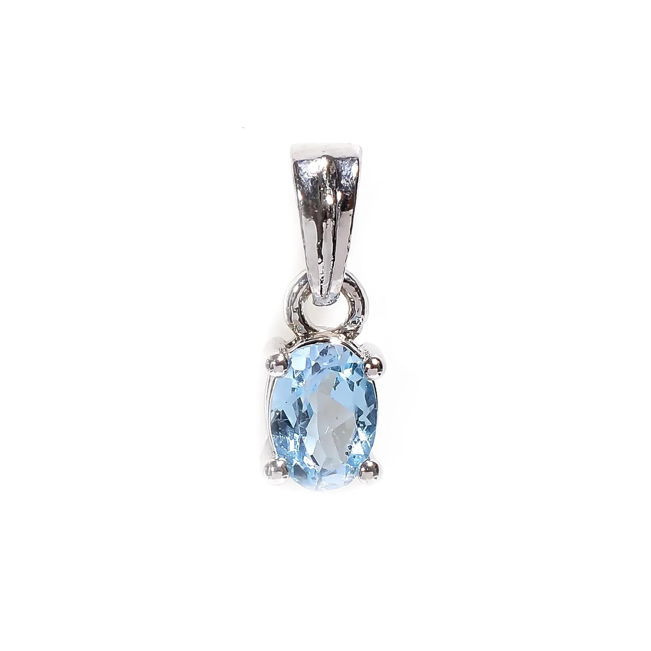 Oval Sky Blue Topaz Pendant: Handmade 925 Sterling Silver (5x7mm)