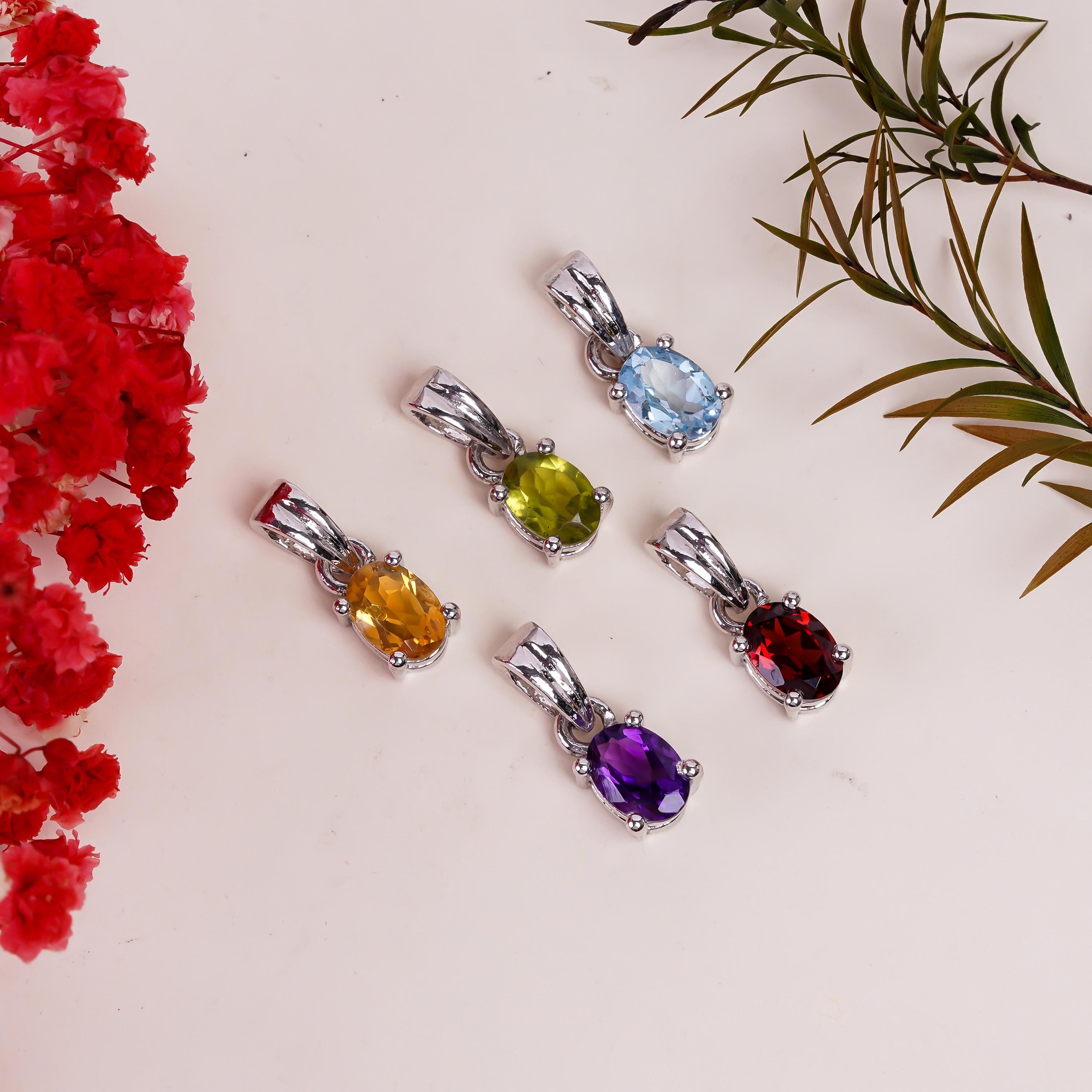 Oval Sky Blue Topaz Pendant: Handmade 925 Sterling Silver (5x7mm)