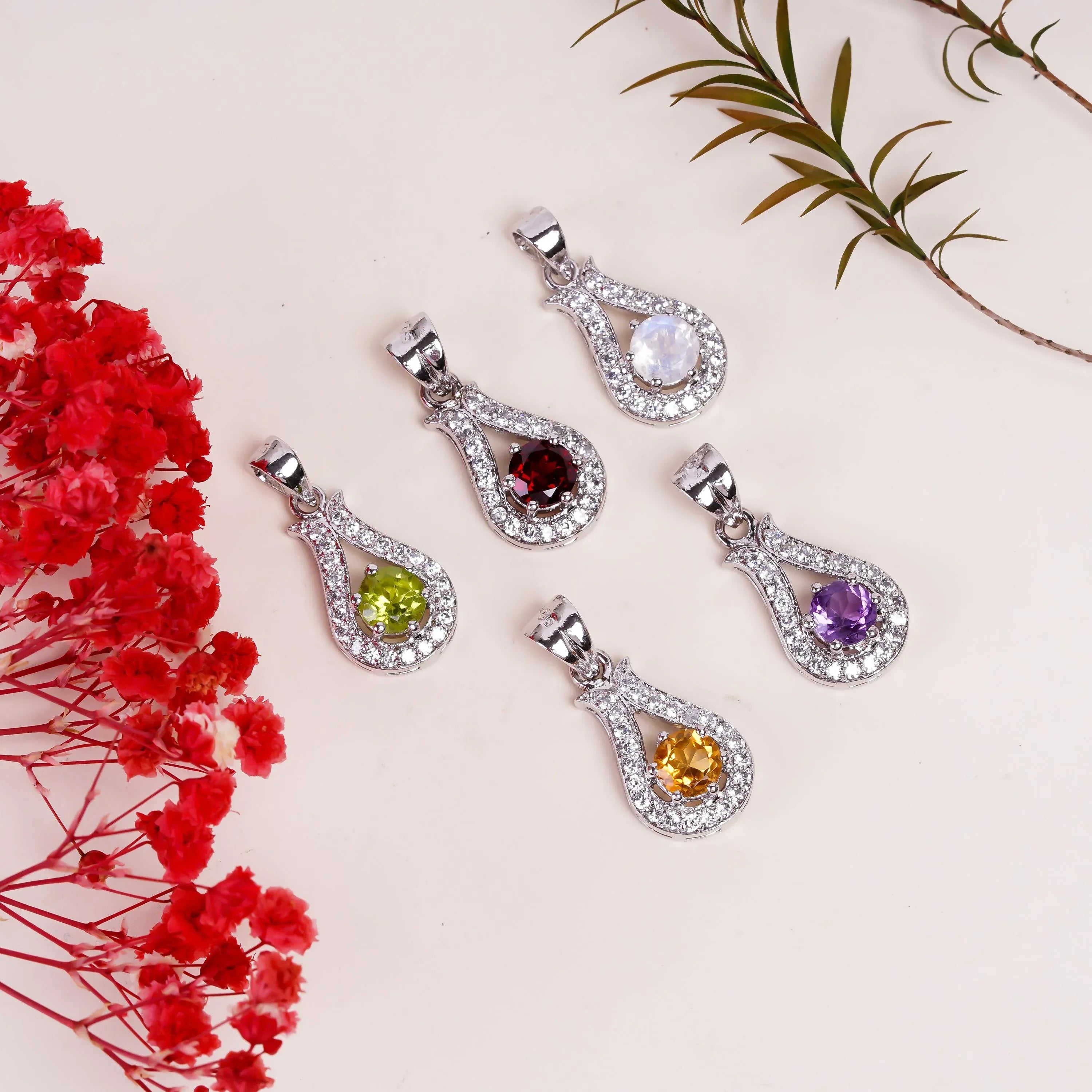 Handmade Sterling Silver Gemstone Pendant: Round Cut Peridot, 6mm