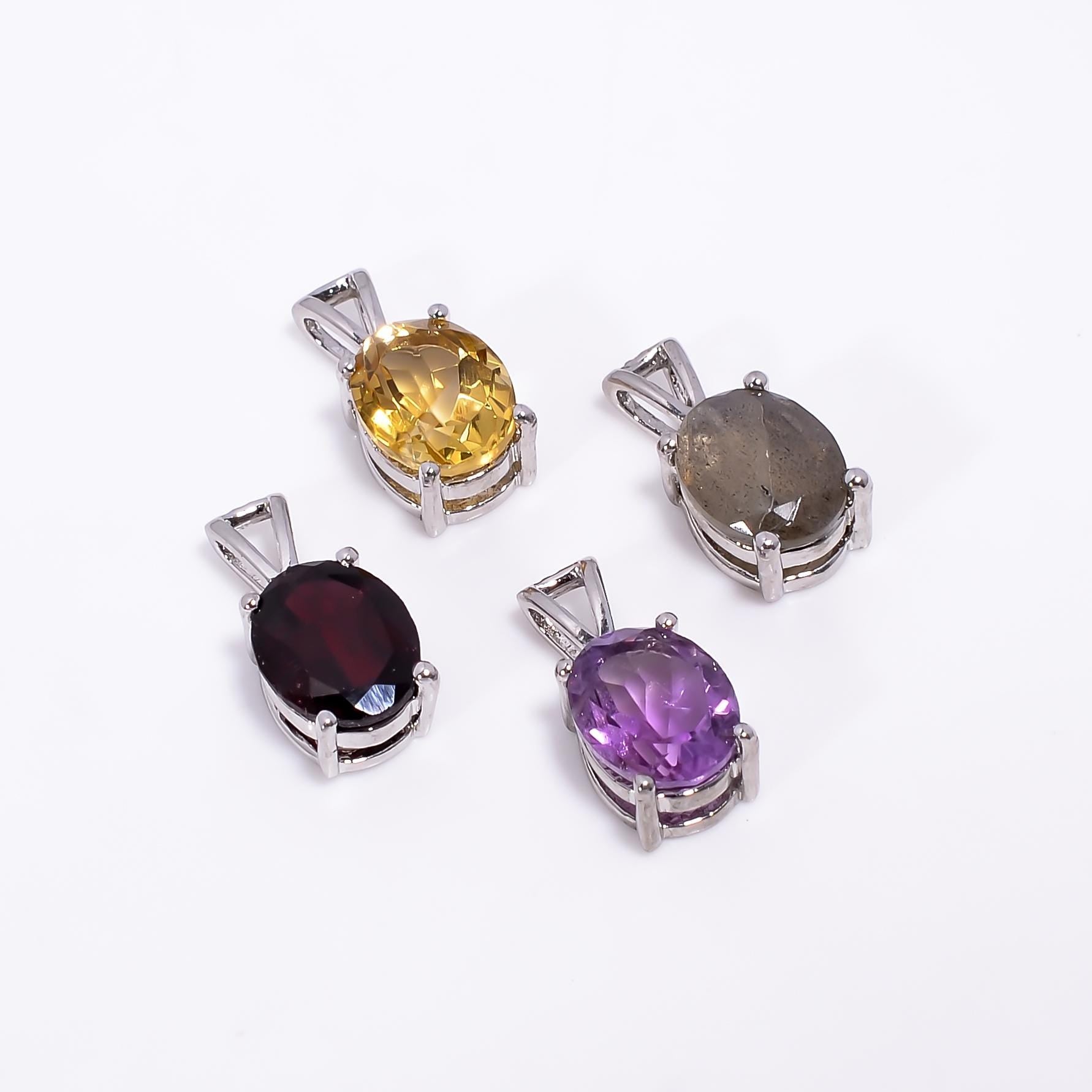 Oval Birthstone Pendant: 925 Silver Gemstone Necklace, Handmade Jewelry