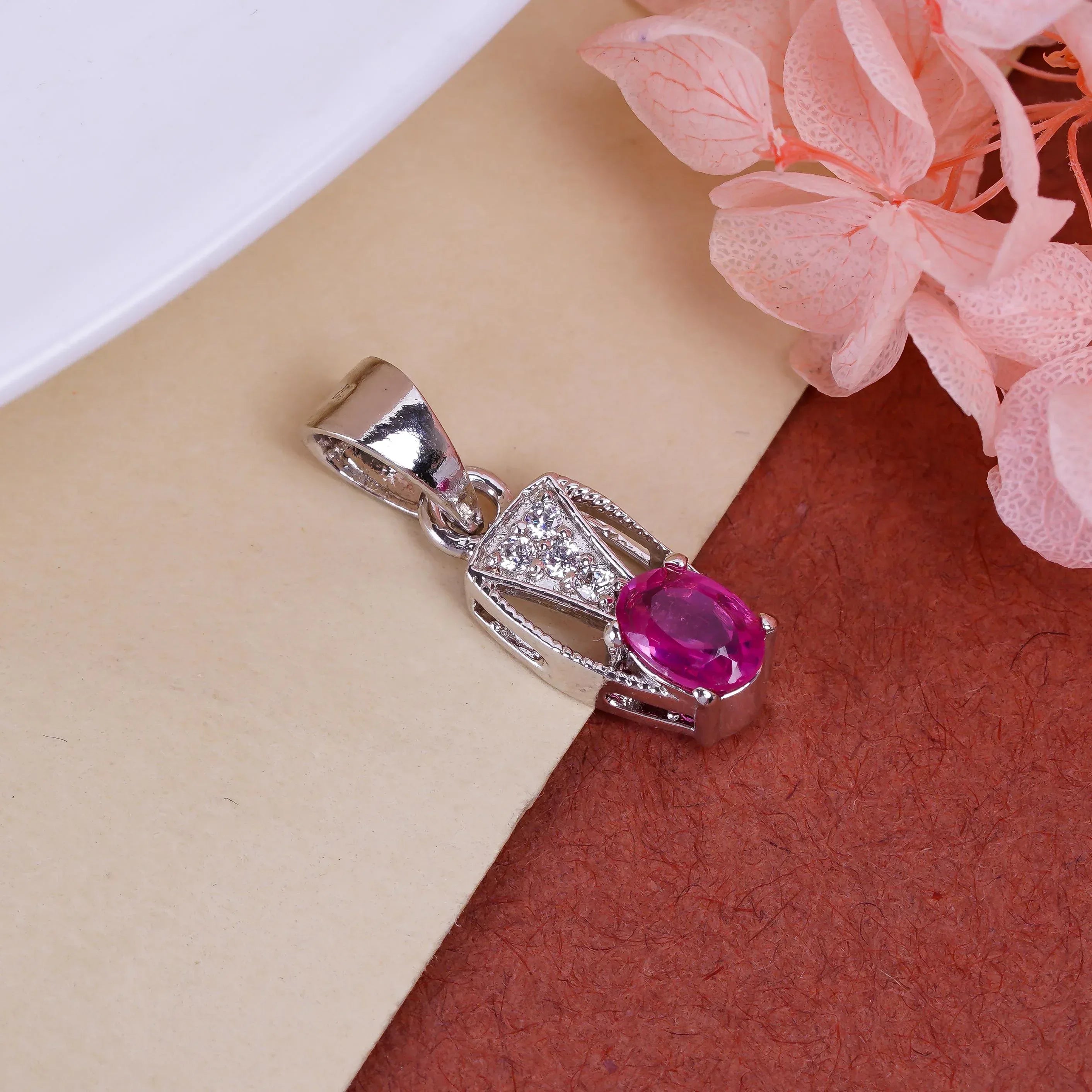 Handmade Ruby 925 Silver Pendant: Oval Gemstone Necklace