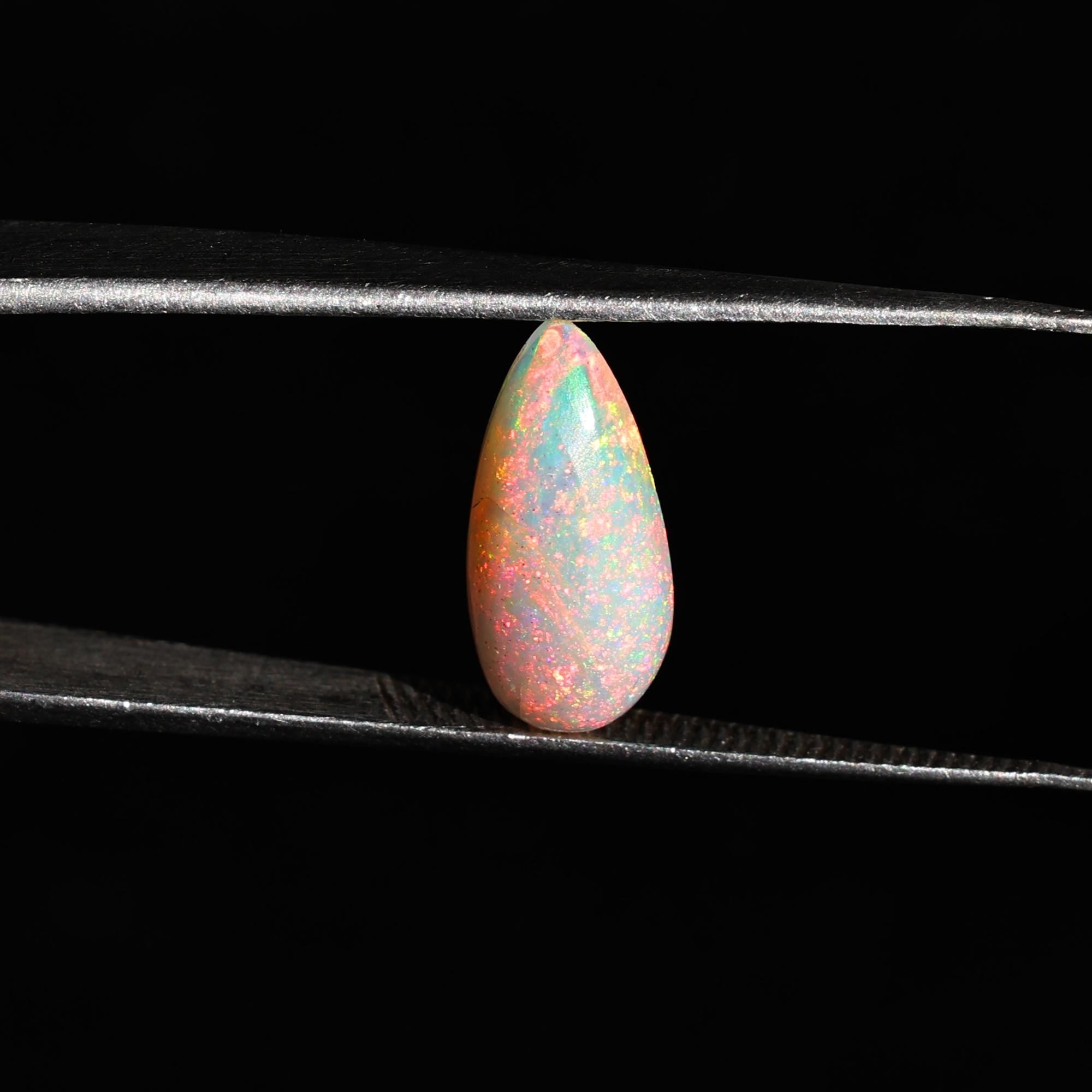 Pink Fire Ethiopian Opal Cabochon: 2 Carat Pear-Shaped Gemstone (7.00x15.00mm)