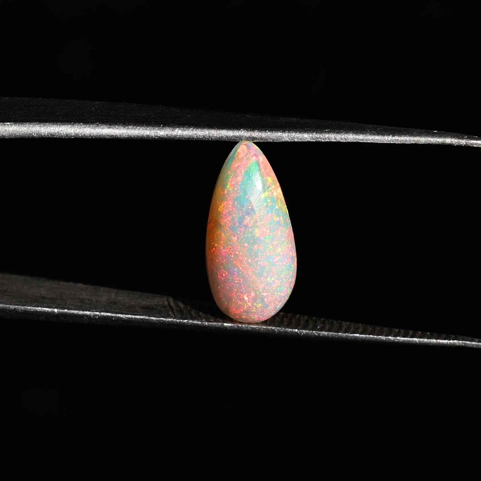 Pink Fire Ethiopian Opal Cabochon: 2 Carat Pear-Shaped Gemstone (7.00x15.00mm) loose gemstones