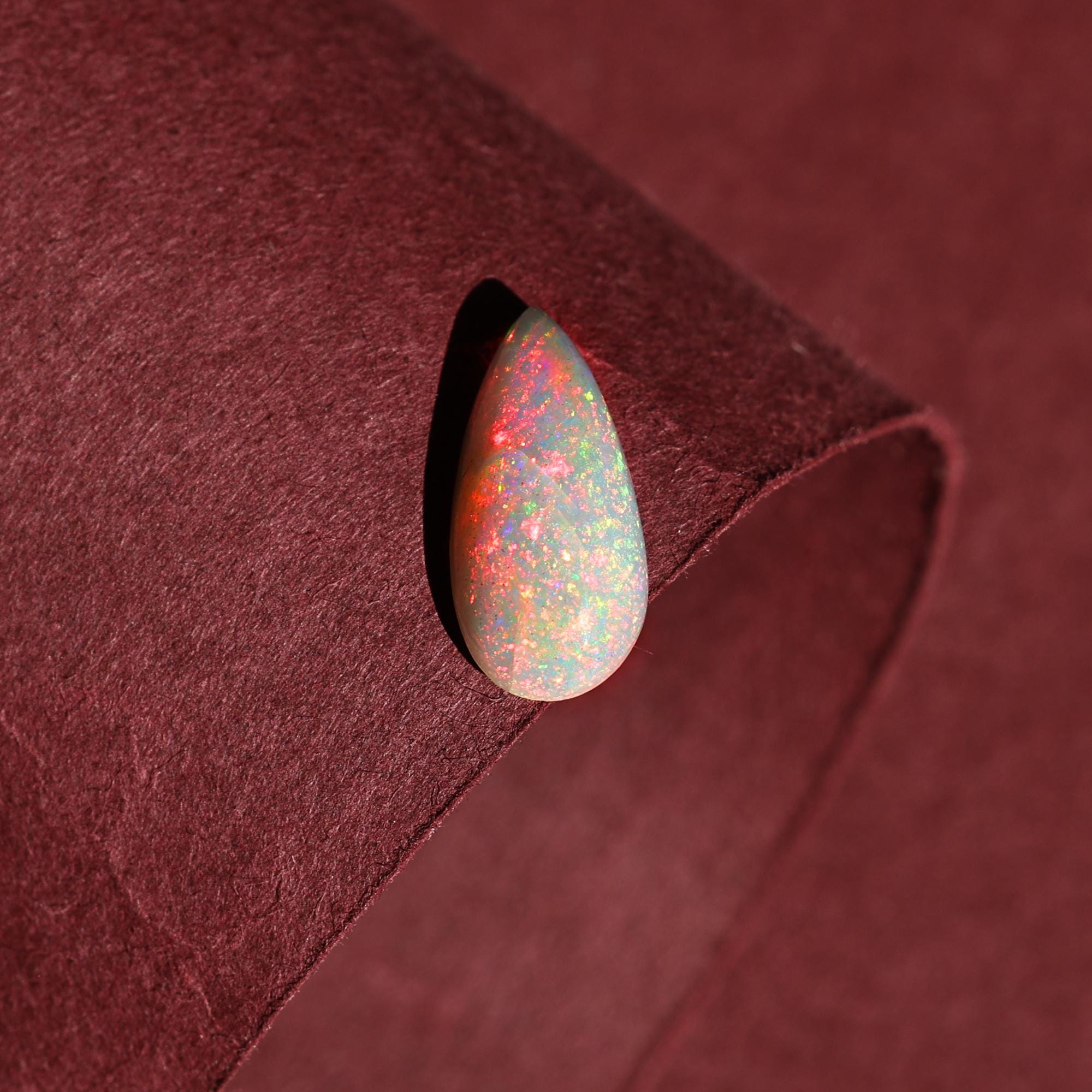 Pink Fire Ethiopian Opal Cabochon: 2 Carat Pear-Shaped Gemstone (7.00x15.00mm)