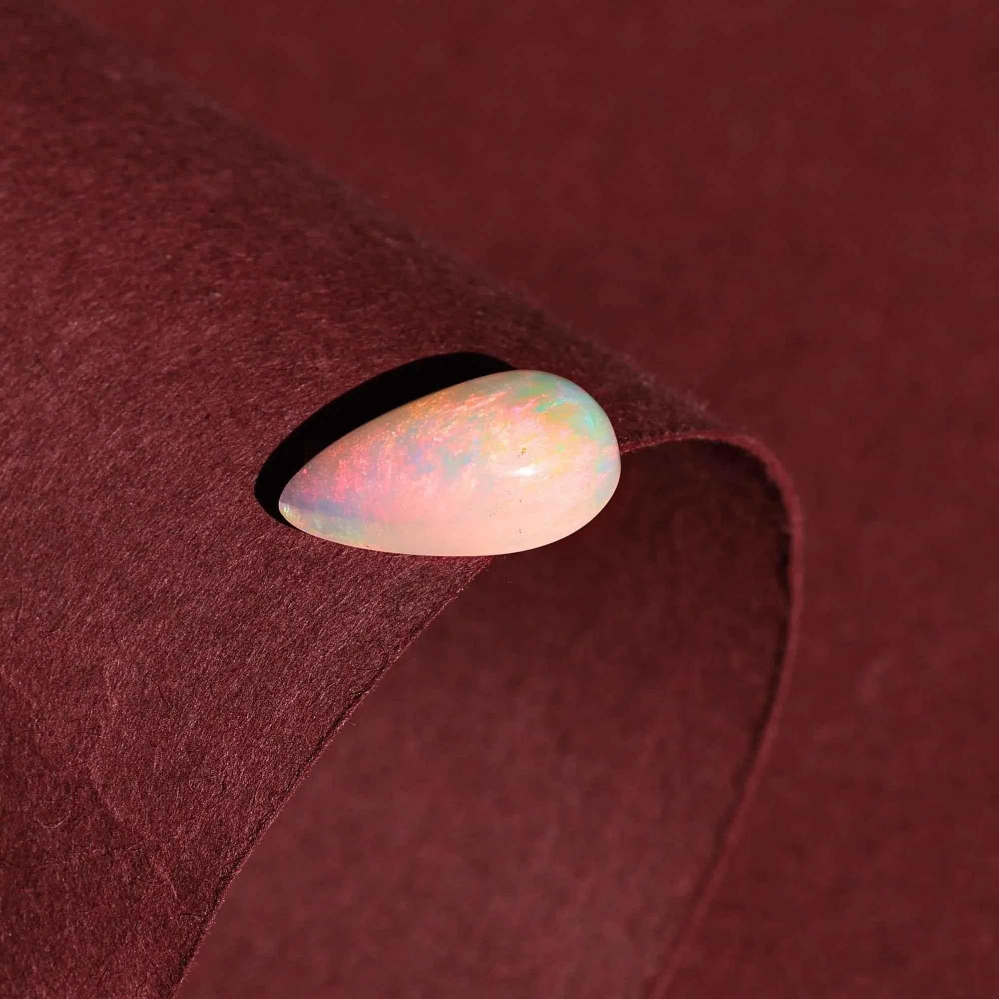3 Carat White Ethiopian Opal Cabochon: Pear Gemstone for Jewelry loose gemstones