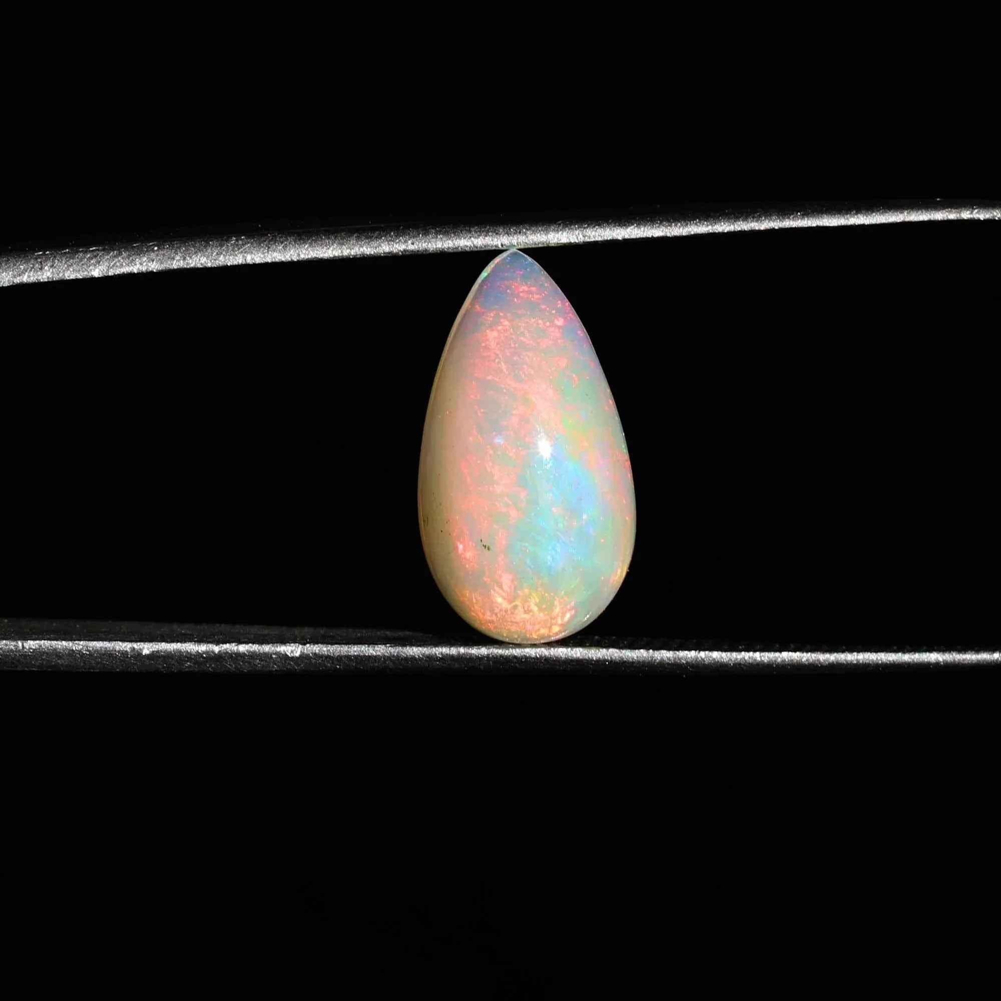 3 Carat White Ethiopian Opal Cabochon: Pear Gemstone for Jewelry loose gemstones