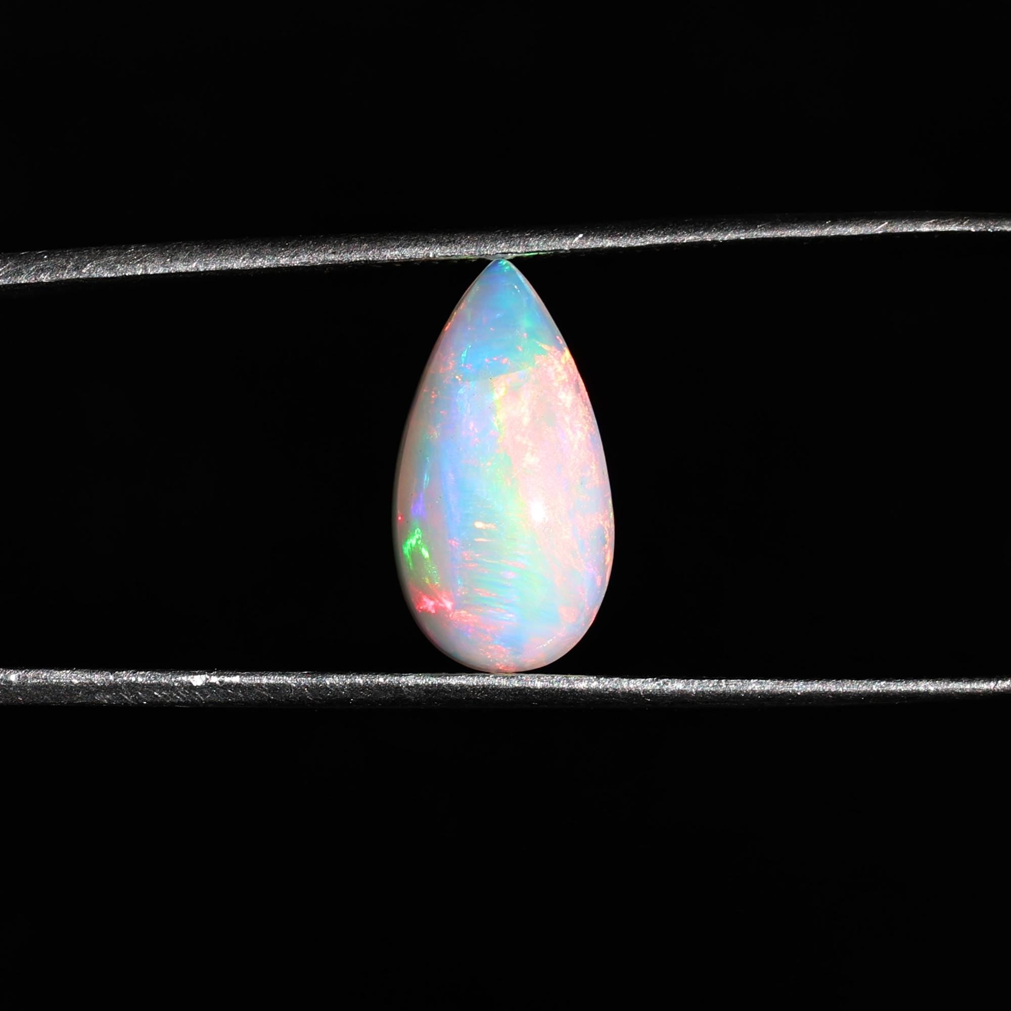 2.30 Carat White Ethiopian Opal Cabochon: Pear-Shaped Loose Gemstone