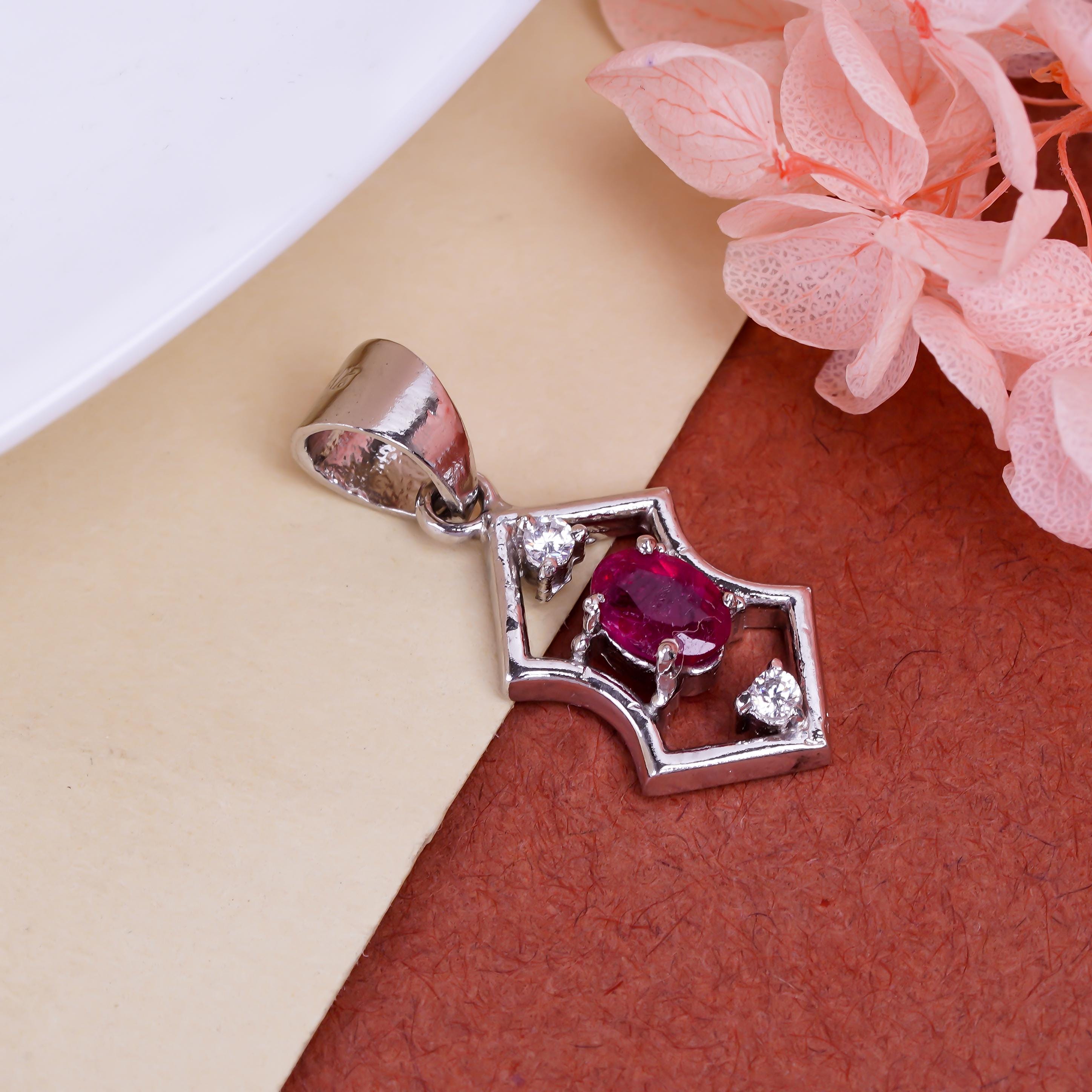 Multi-Stone 925 Sterling Silver Pendant: Garnet, Ruby, Emerald