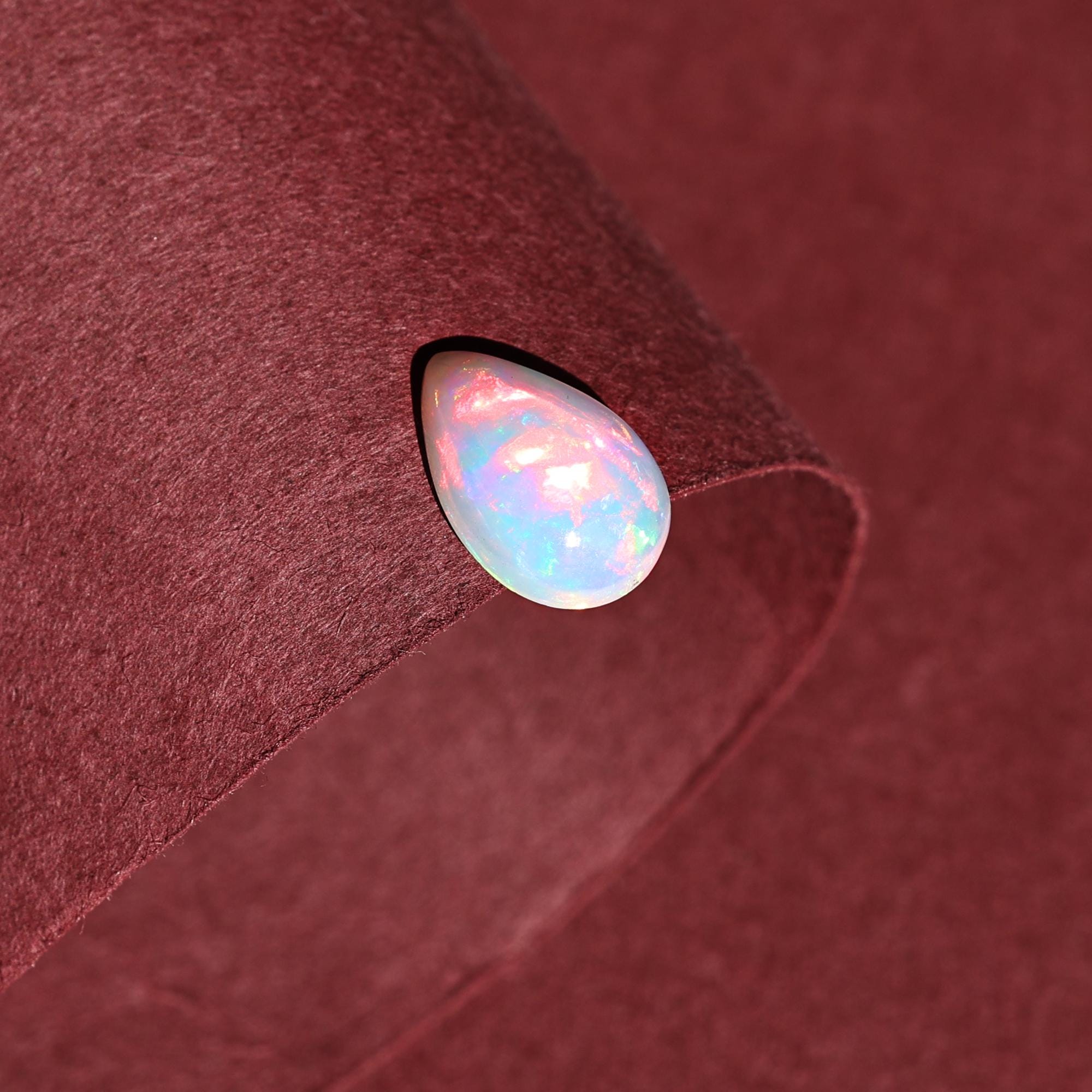 2.53 Carat Pear Shape Ethiopian Fire Opal Cabochon: Ring or Pendant Stone