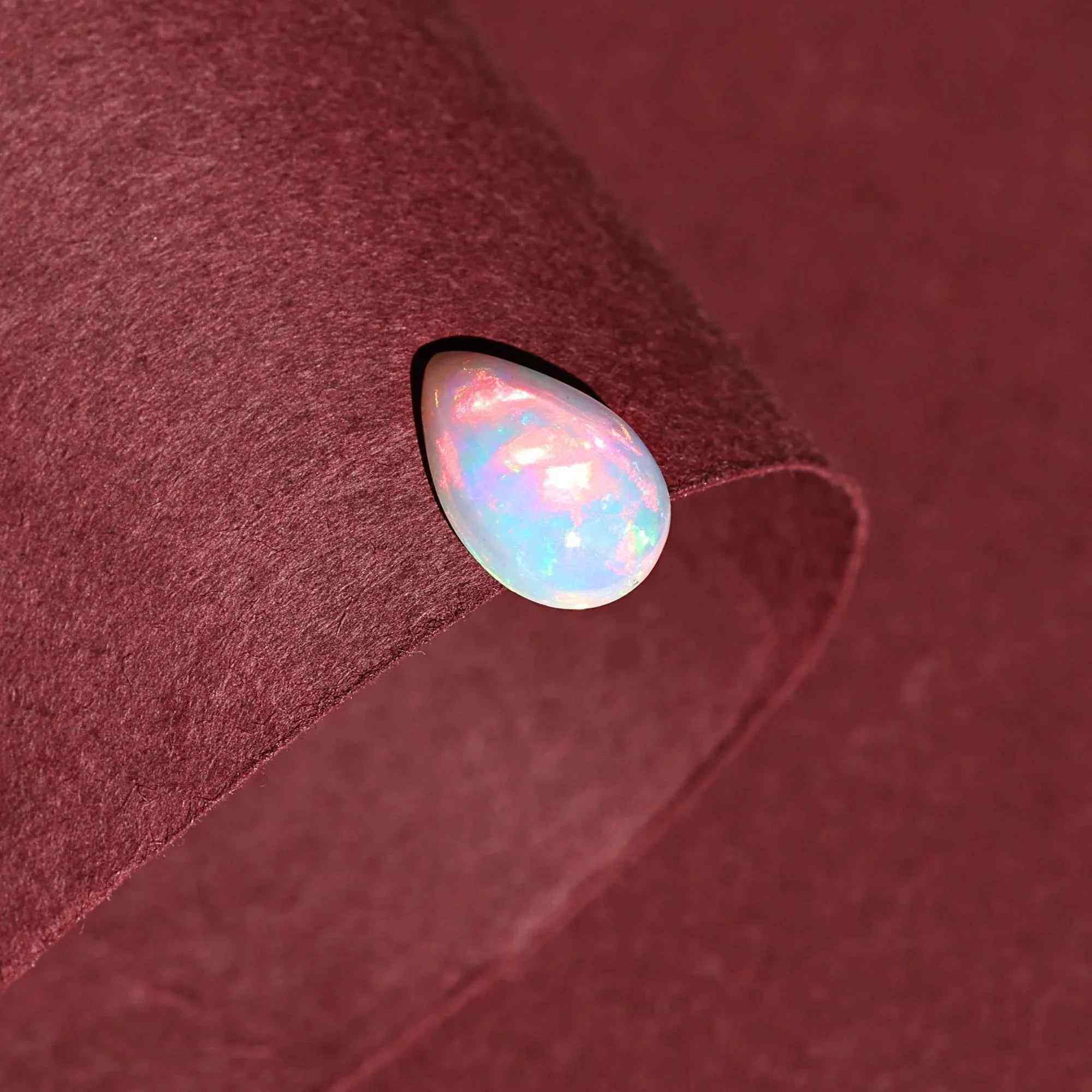 2.53 Carat Pear Shape Ethiopian Fire Opal Cabochon: Ring or Pendant Stone Loose Gemstones