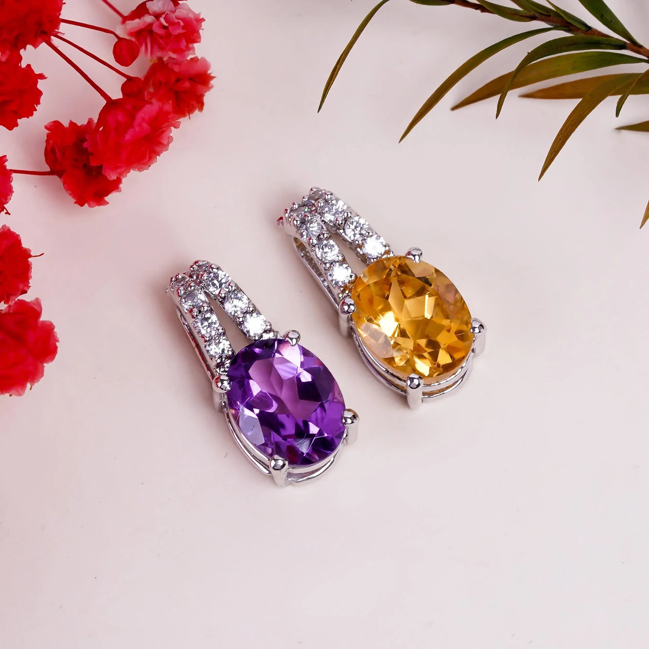 Citrine Gemstone Pendant: 925 Silver Amethyst Boho Jewelry