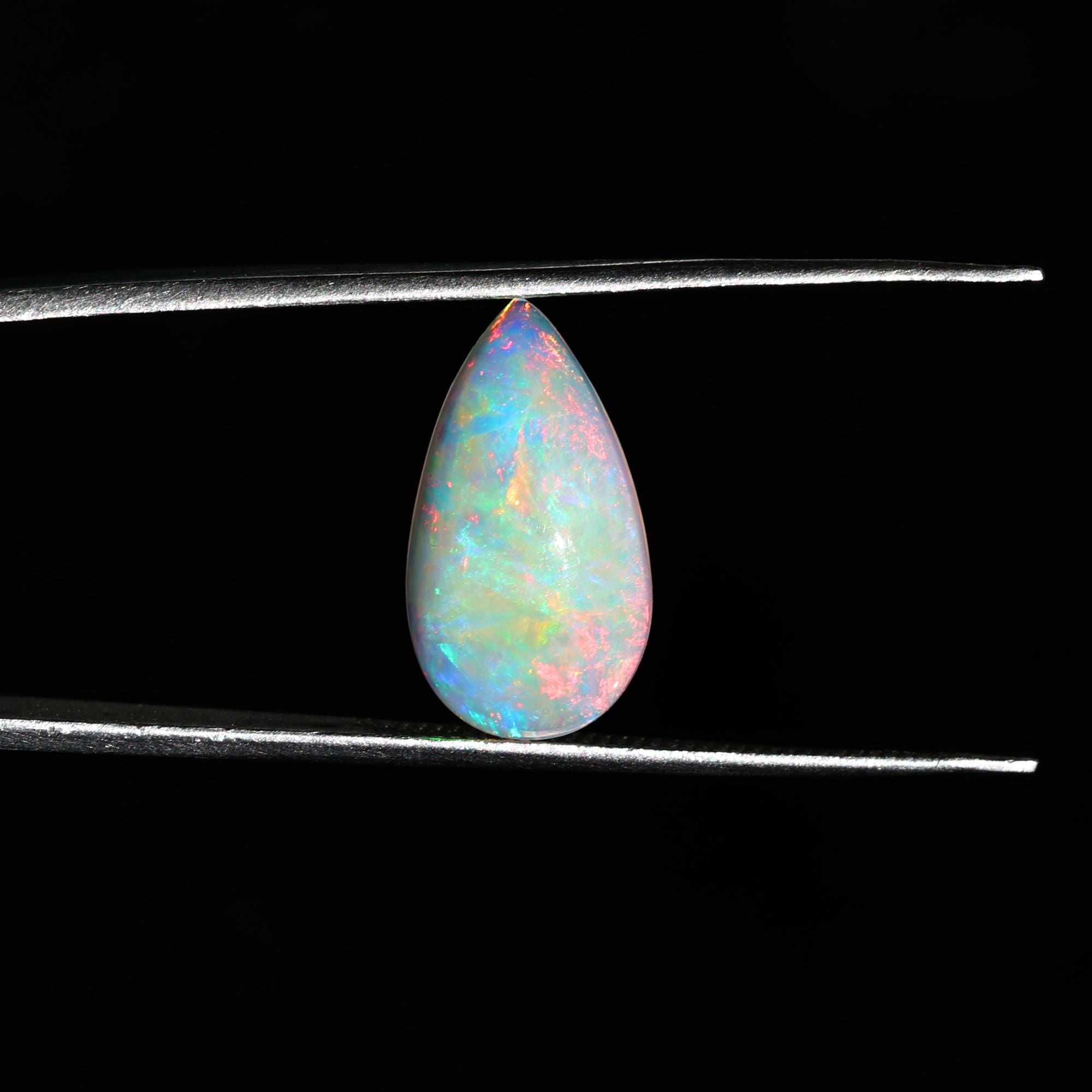 2.80 Carat White Ethiopian Opal Cabochon: Fire Opal Gemstone, October Birthstone