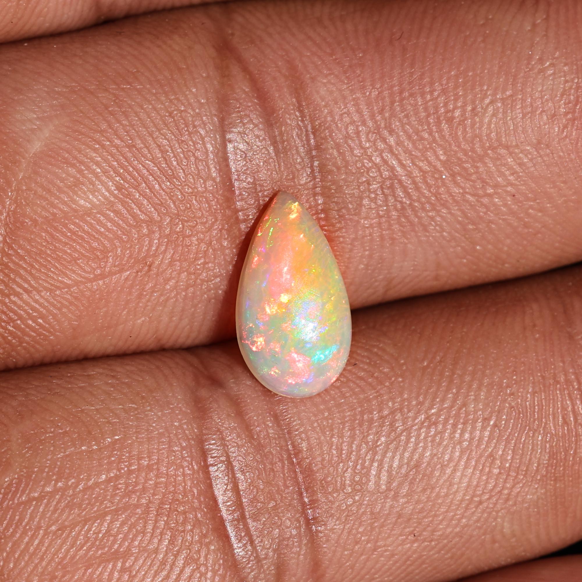 1.40 Carat Ethiopian Fire Opal Cabochon: White Gemstone for Jewelry