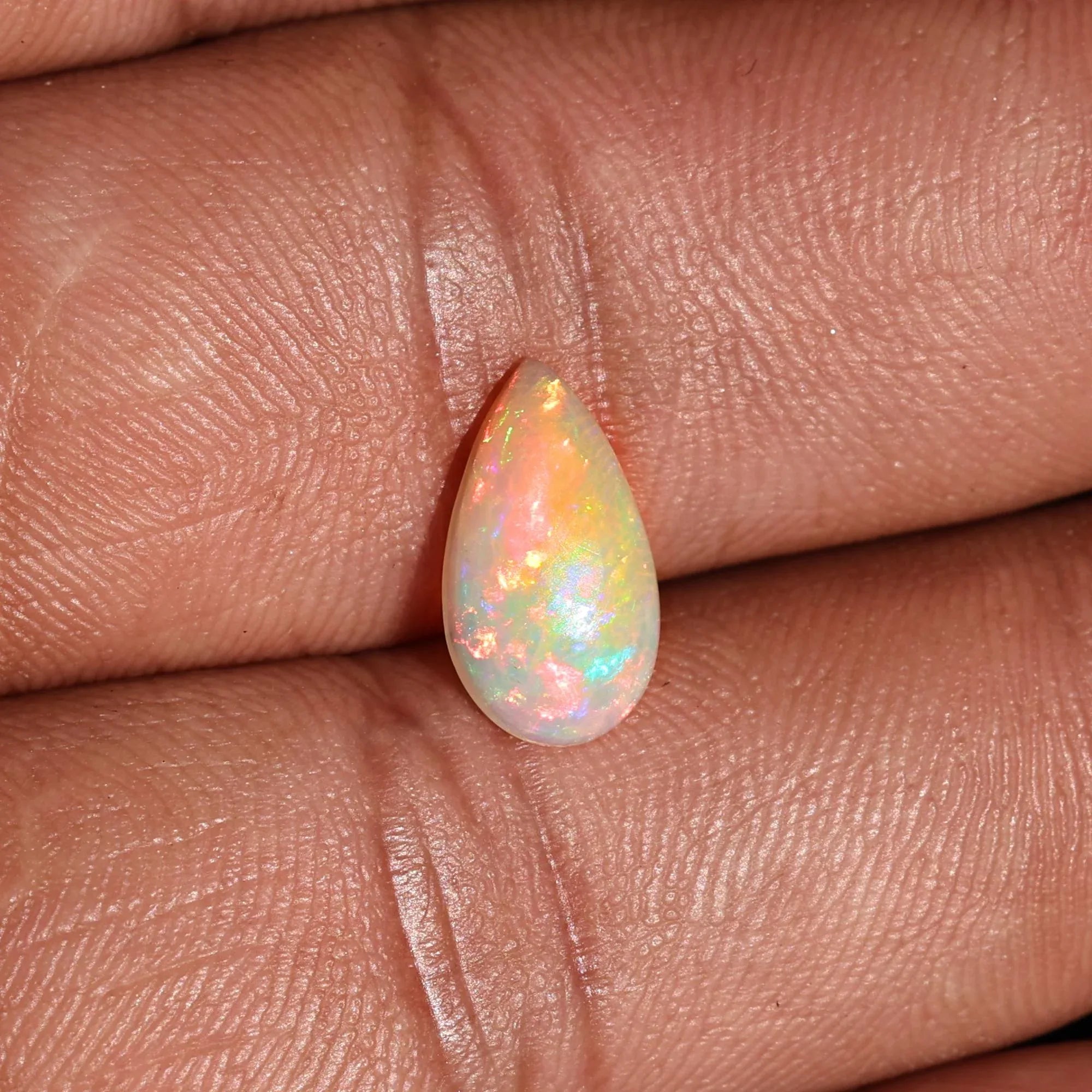 1.40 Carat Ethiopian Fire Opal Cabochon: White Gemstone for Jewelry - Himalya Quartz