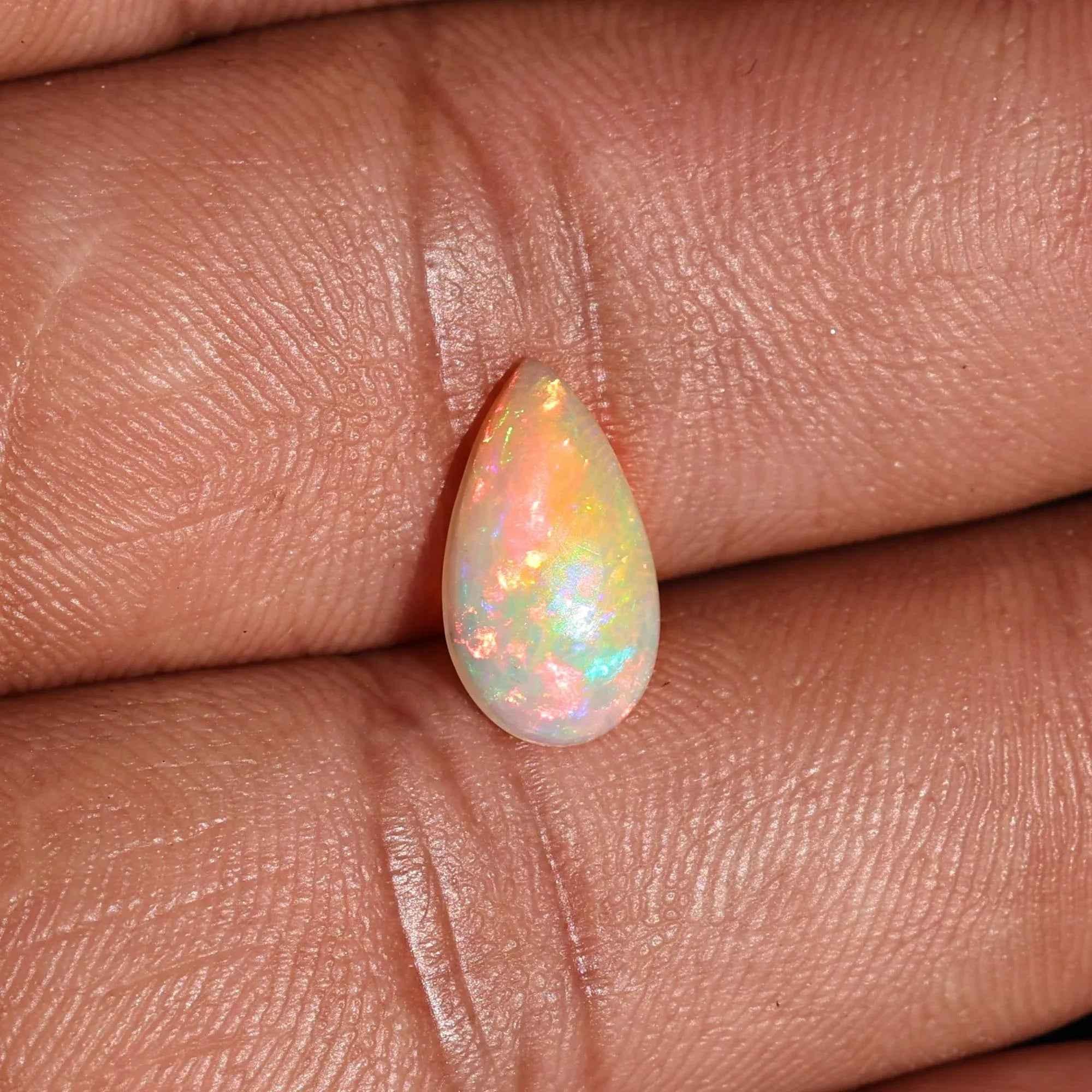 1.40 Carat Ethiopian Fire Opal Cabochon: White Gemstone for Jewelry loose gemstones