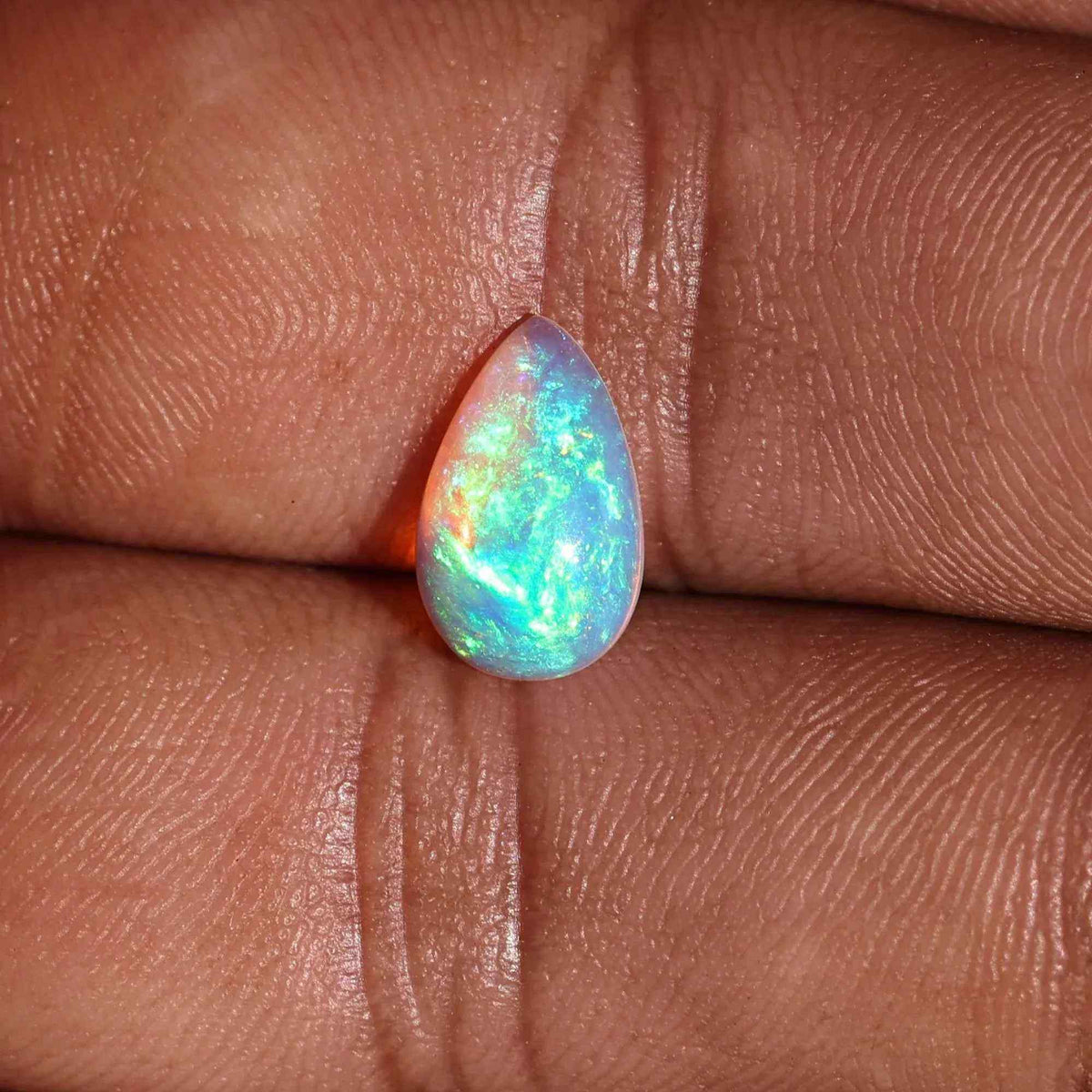 Ethiopian White Opal Cabochon: 1.25 Carat Pear-Shaped Gemstone Loose Gemstones