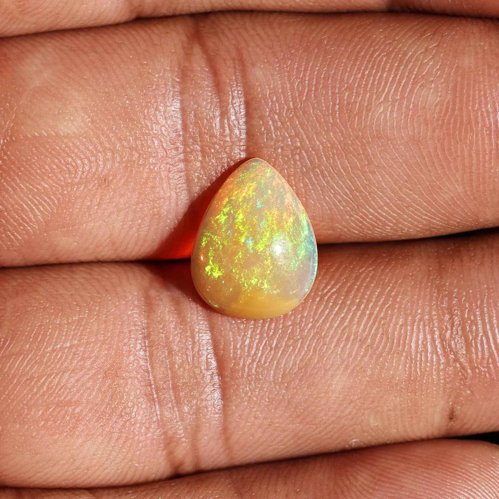 2.50 Carat White Ethiopian Opal Cabochon Pear Shape: Loose Gemstone for Jewelry loose gemstones