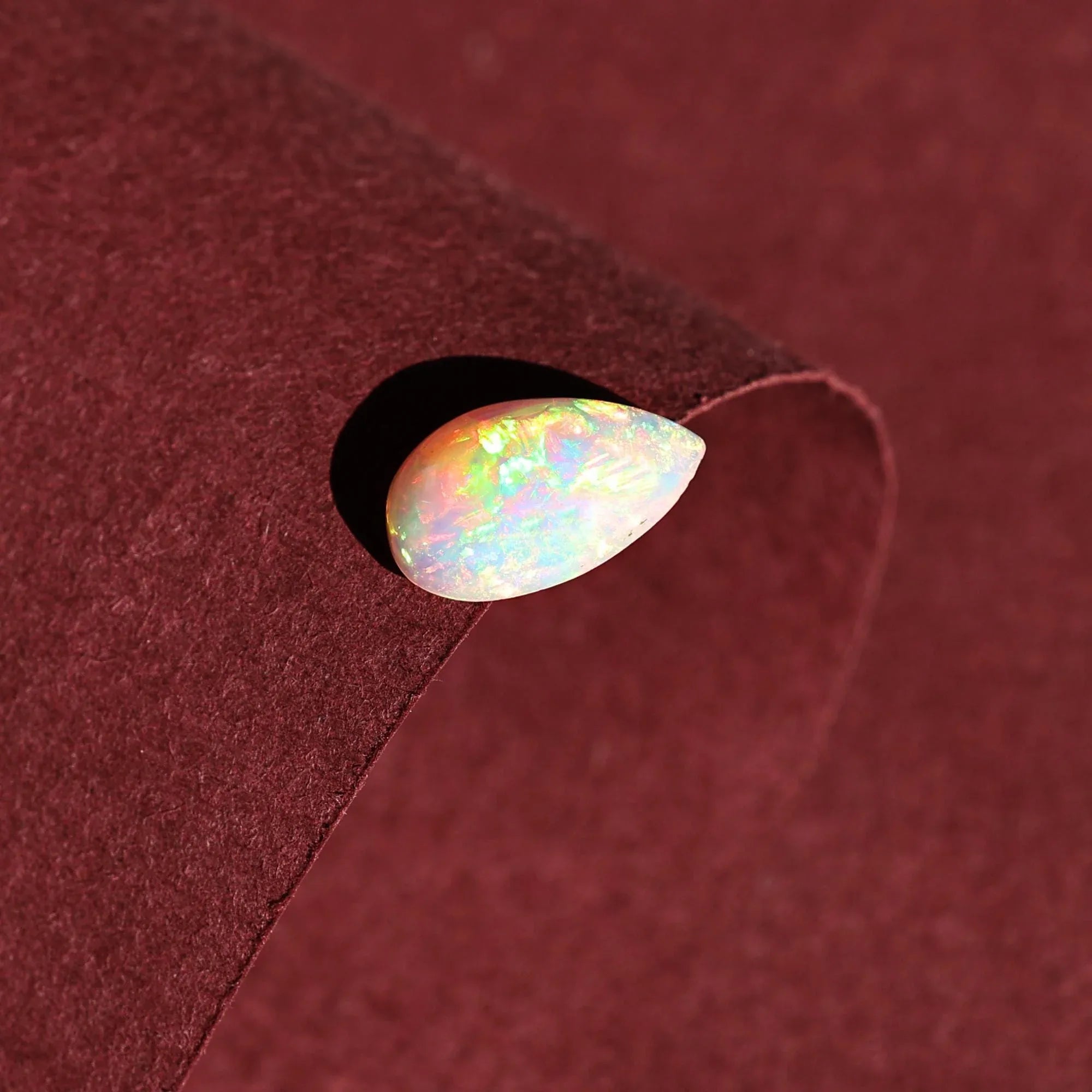 1.75 Carat White Ethiopian Fire Opal Gemstone: Pear Cabochon for Jewelry - Himalya Quartz