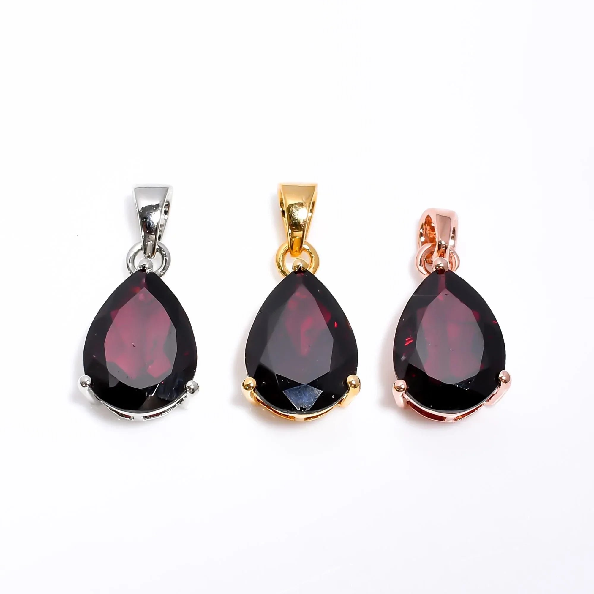 Garnet Teardrop Pendant: 925 Sterling Silver January Birthstone Jewelry