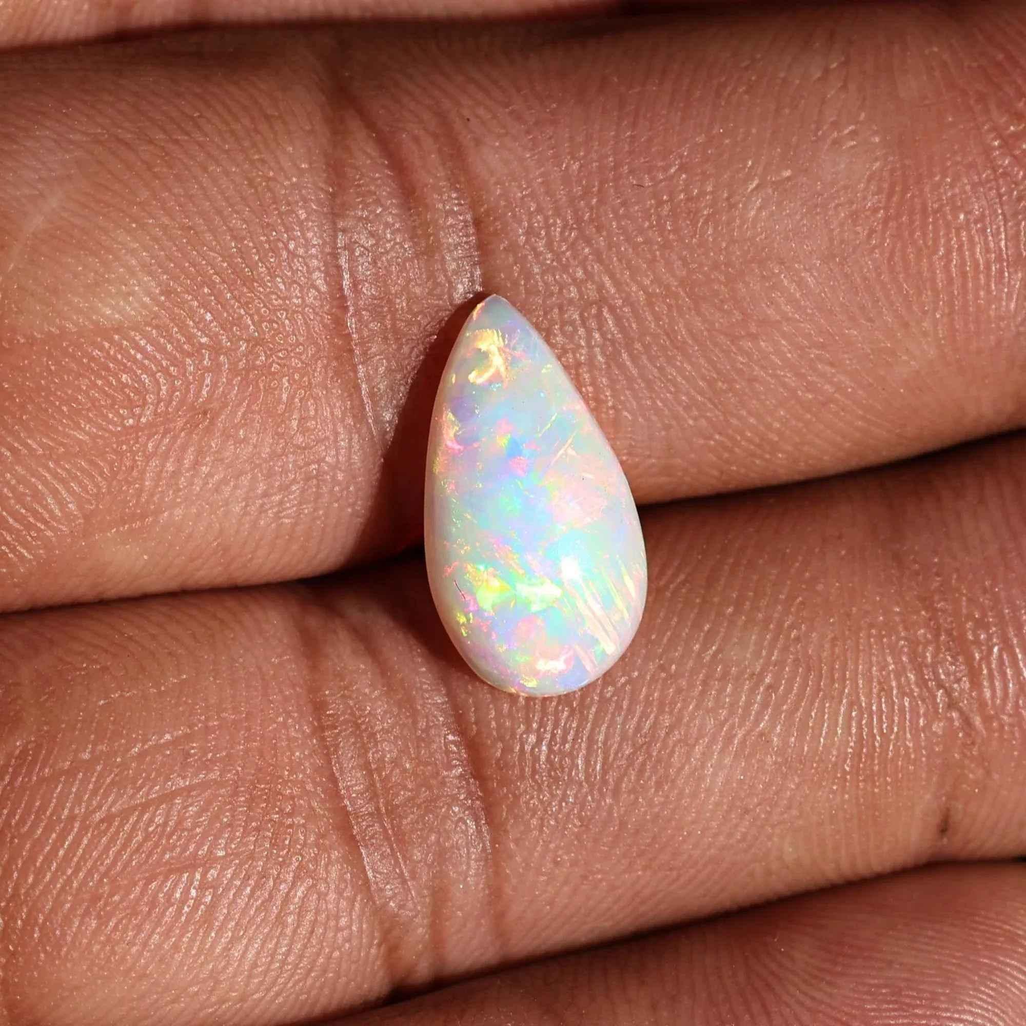White Ethiopian Opal Cabochon 2.50 Carat Pear Gemstone for Fine Jewelry Making loose gemstones