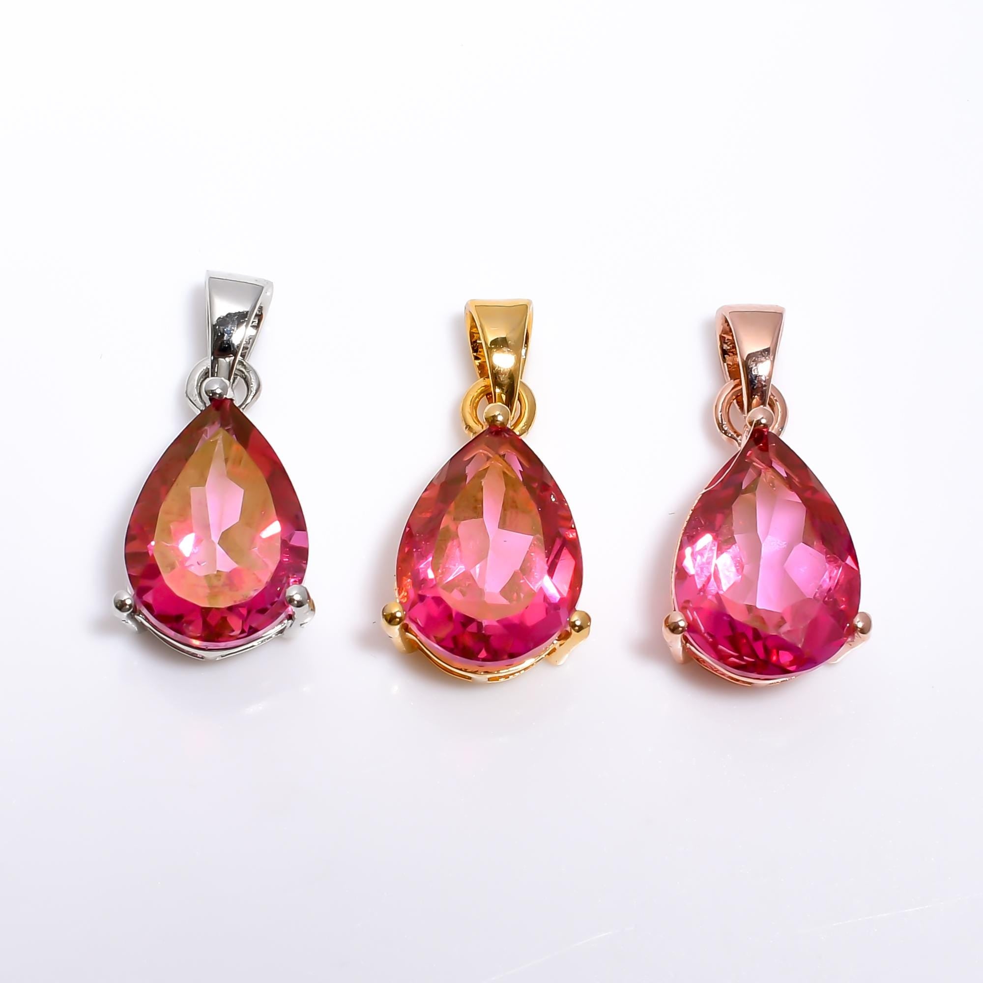 Pear Pink Topaz Pendant: Handmade Sterling Silver Jewelry