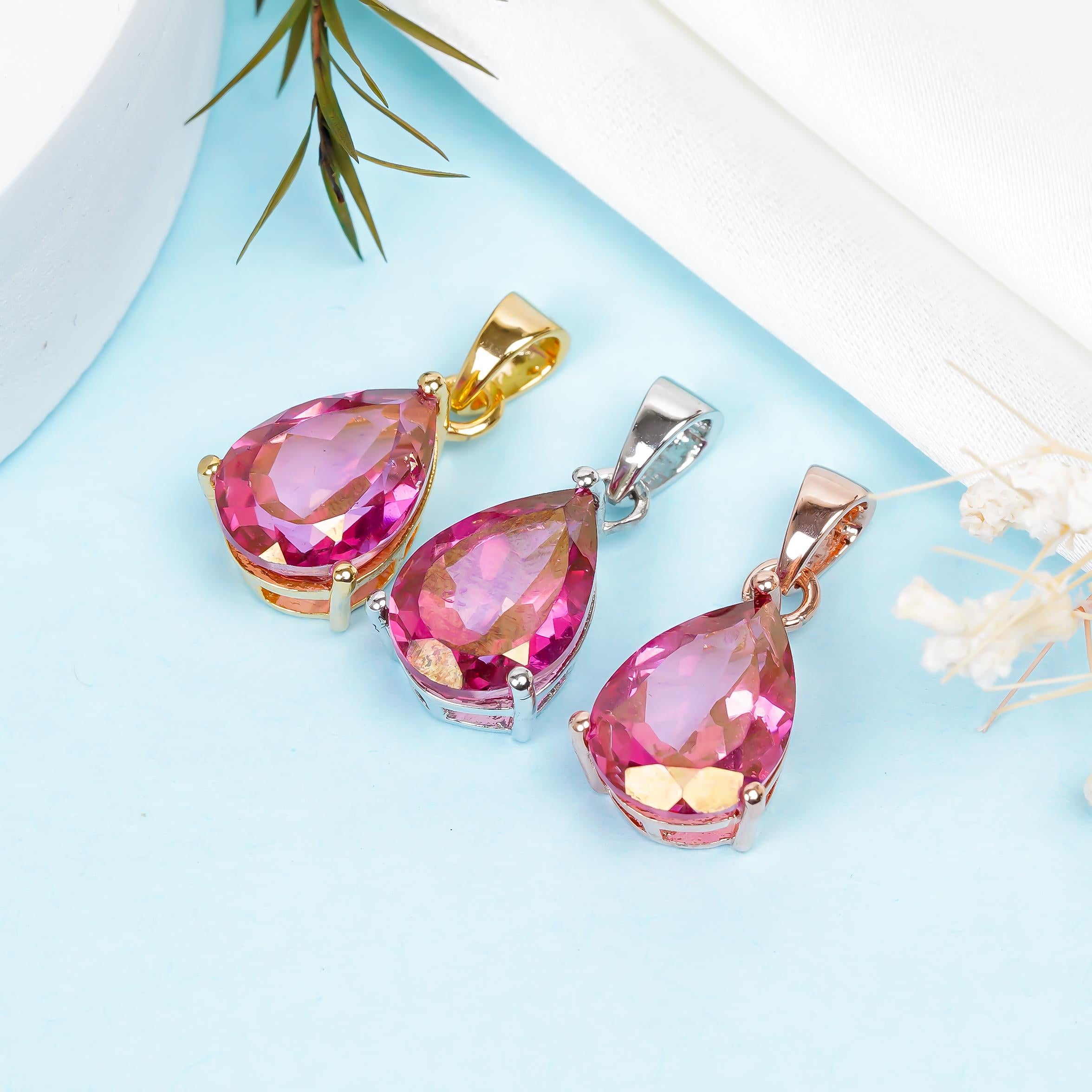 Pear Pink Topaz Pendant: Handmade Sterling Silver Jewelry