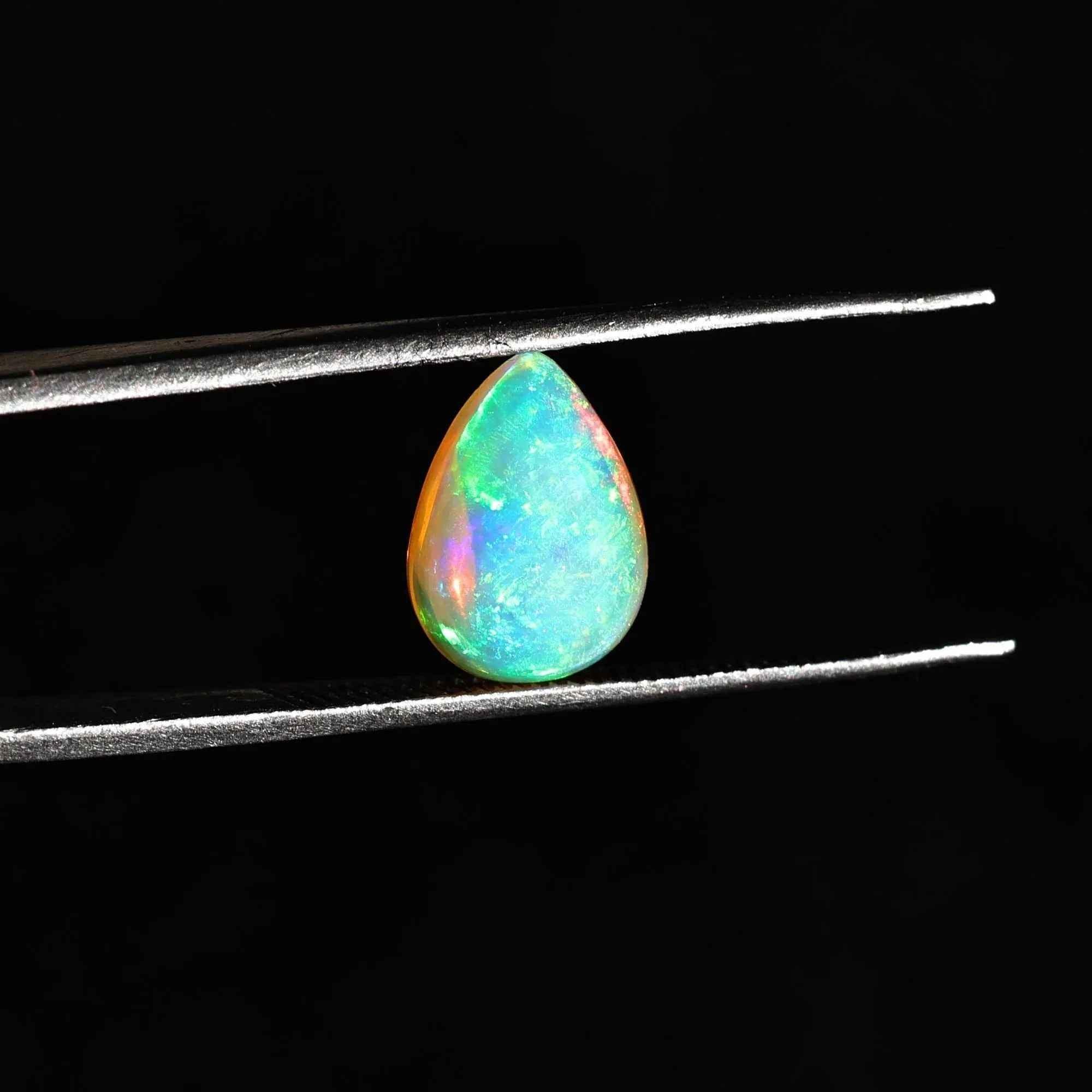 White Ethiopian Welo Opal Cabochon - 2 Carat Pear Cut Gemstone for Jewelry Making loose gemstones