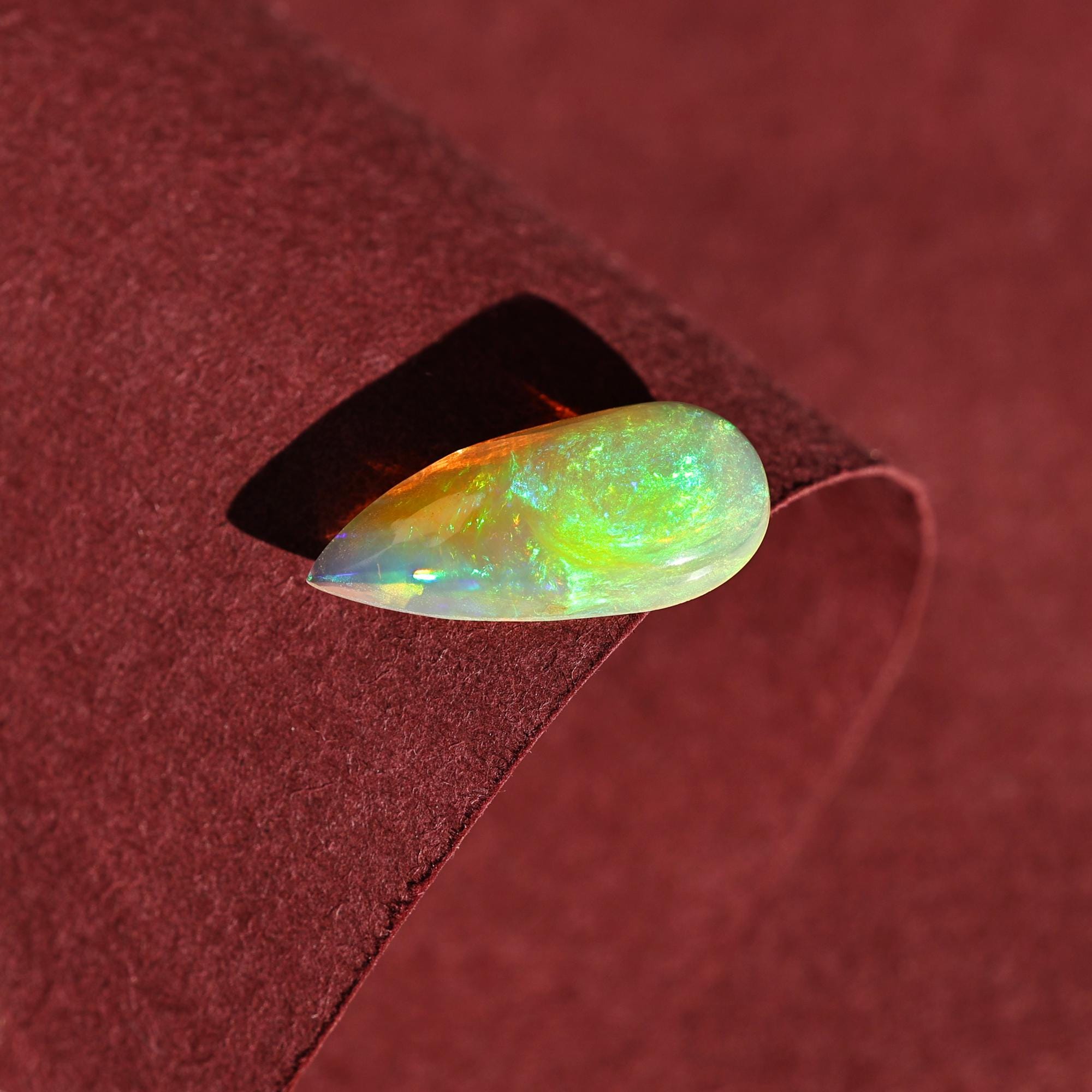 3.30 Carat Genuine White Ethiopian Opal Cabochon Rainbow Opal for Jewelry Making