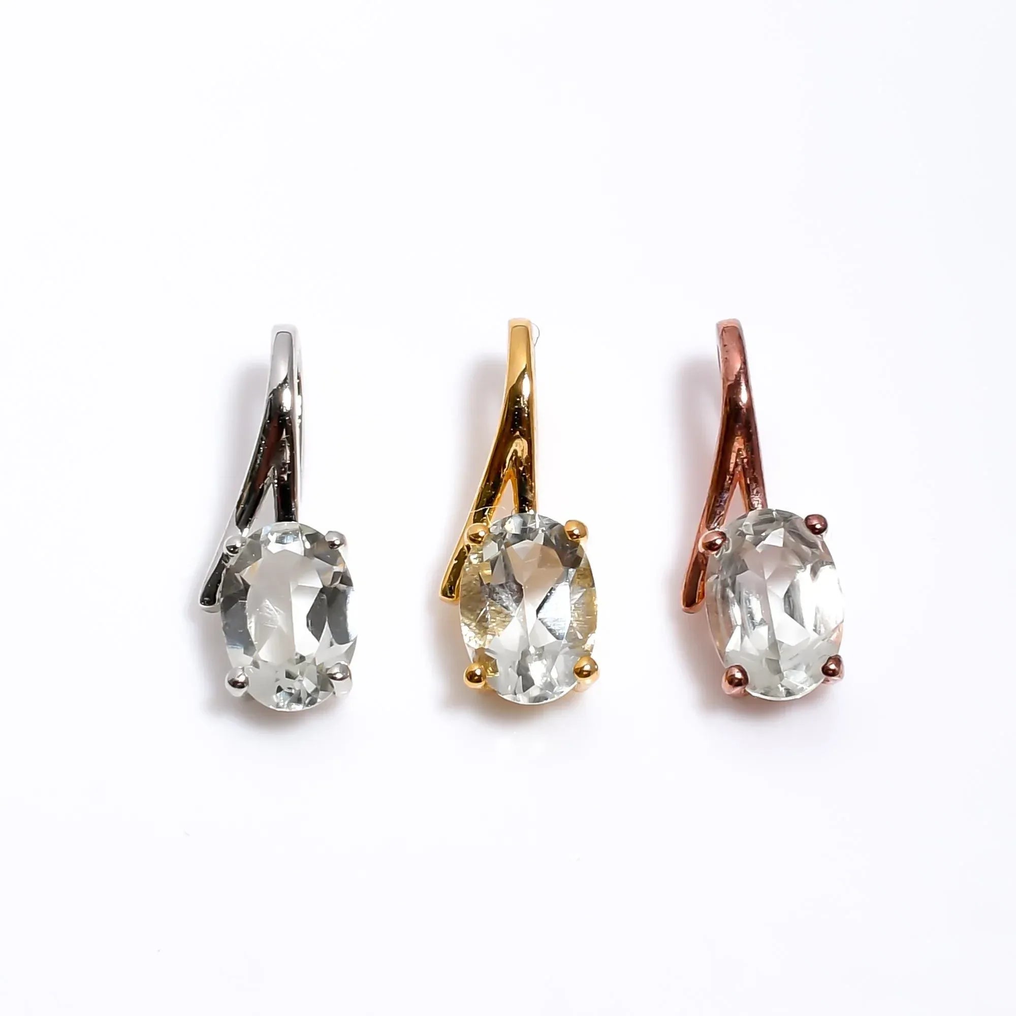 Green Amethyst Pendant: Handmade 925 Sterling Silver Oval Gemstone Jewelry