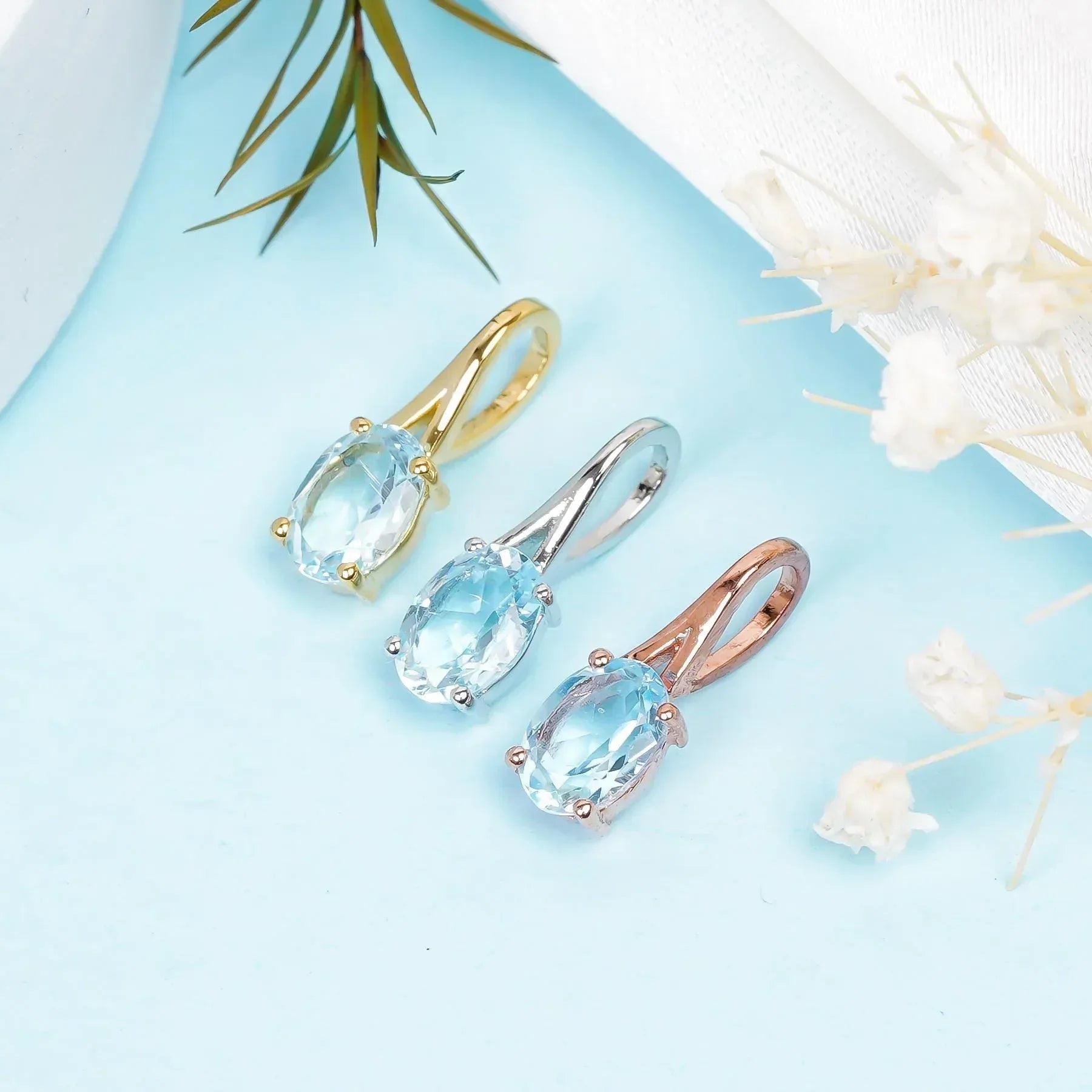 Sky Blue Topaz Pendant: 925 Silver, Vintage Style (5x7mm Oval Gemstone) Jewelry