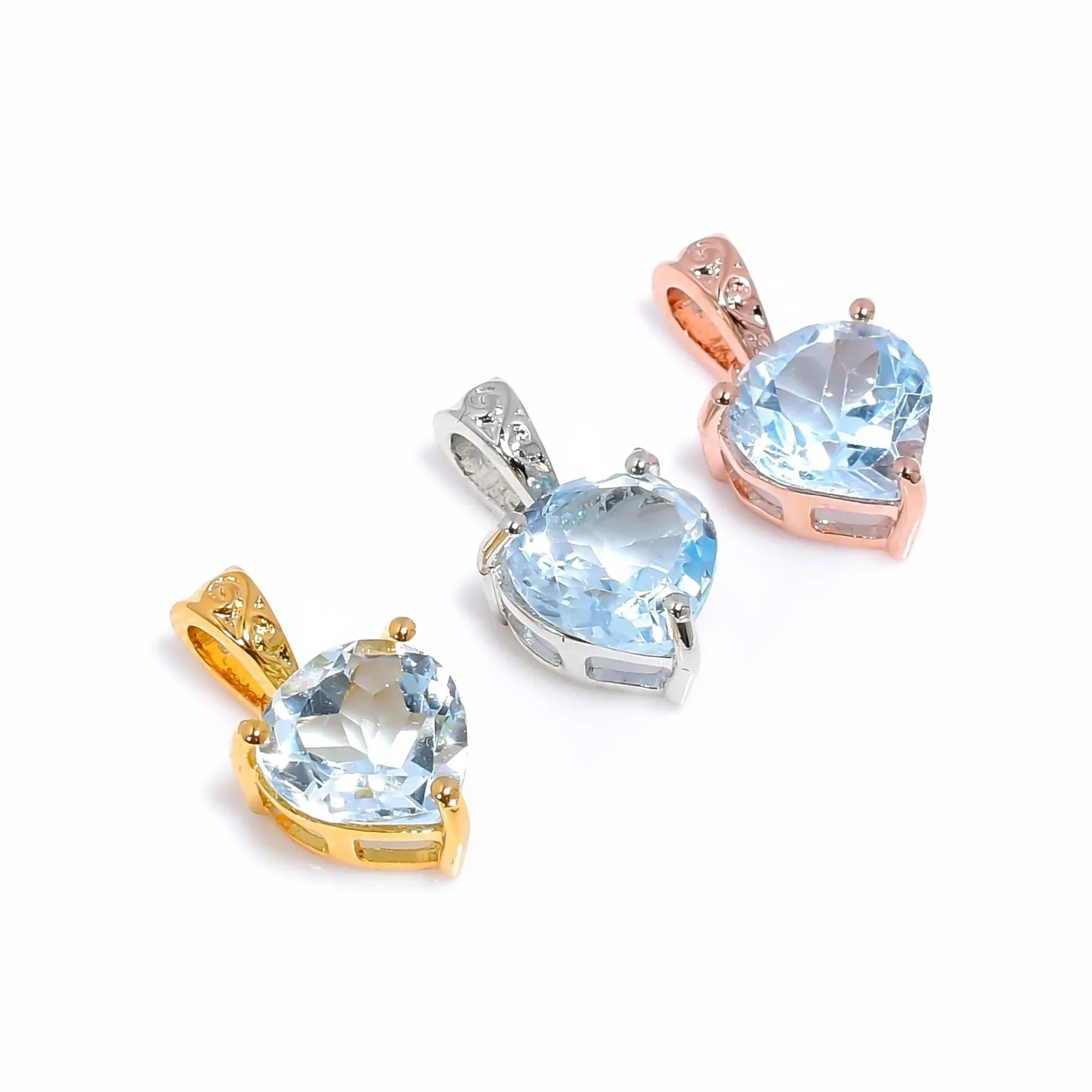 Sky Blue Topaz Heart Pendant: Sterling Silver Gemstone Necklace Jewelry