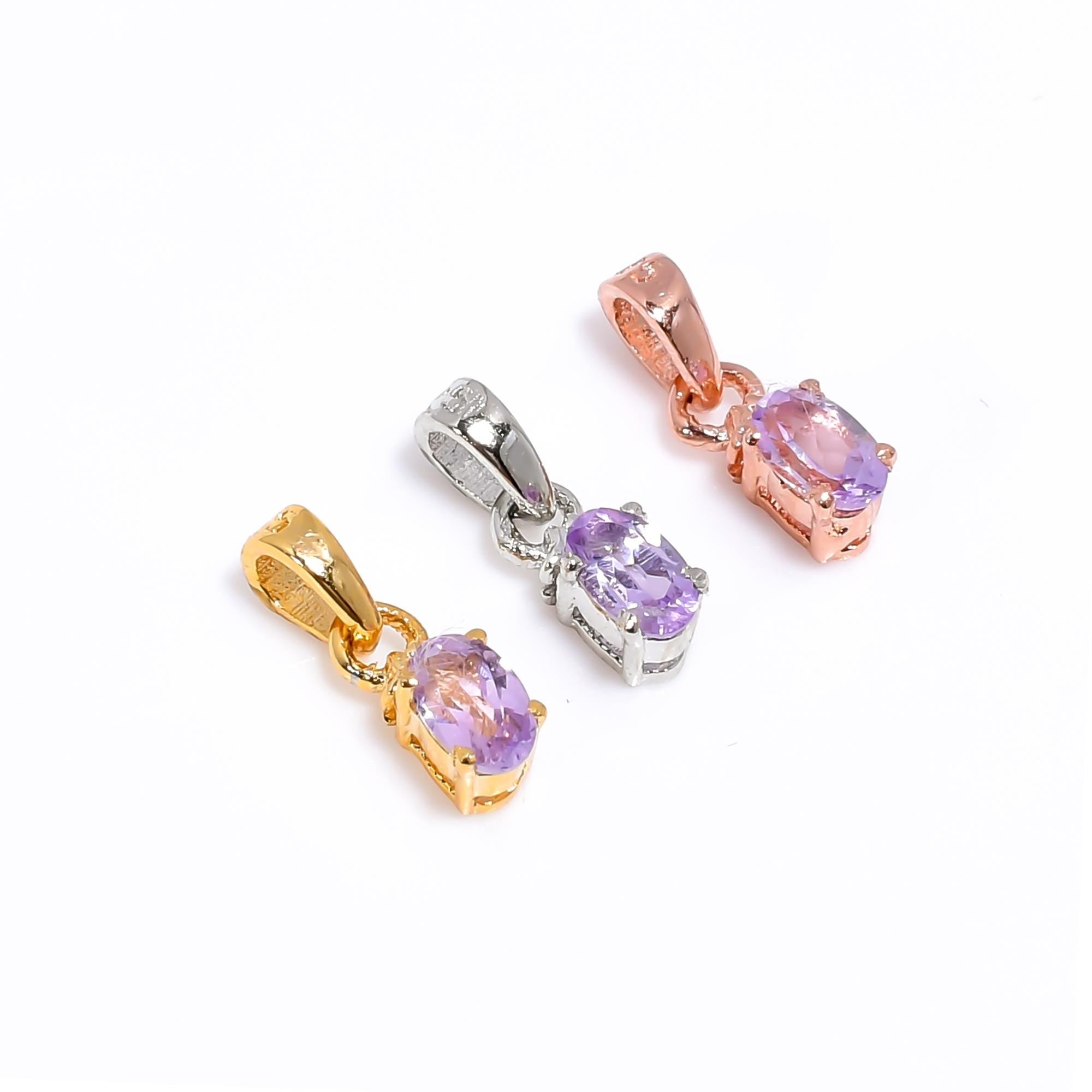 Handmade Pink Amethyst Pendant: 925 Sterling Silver Oval Gemstone