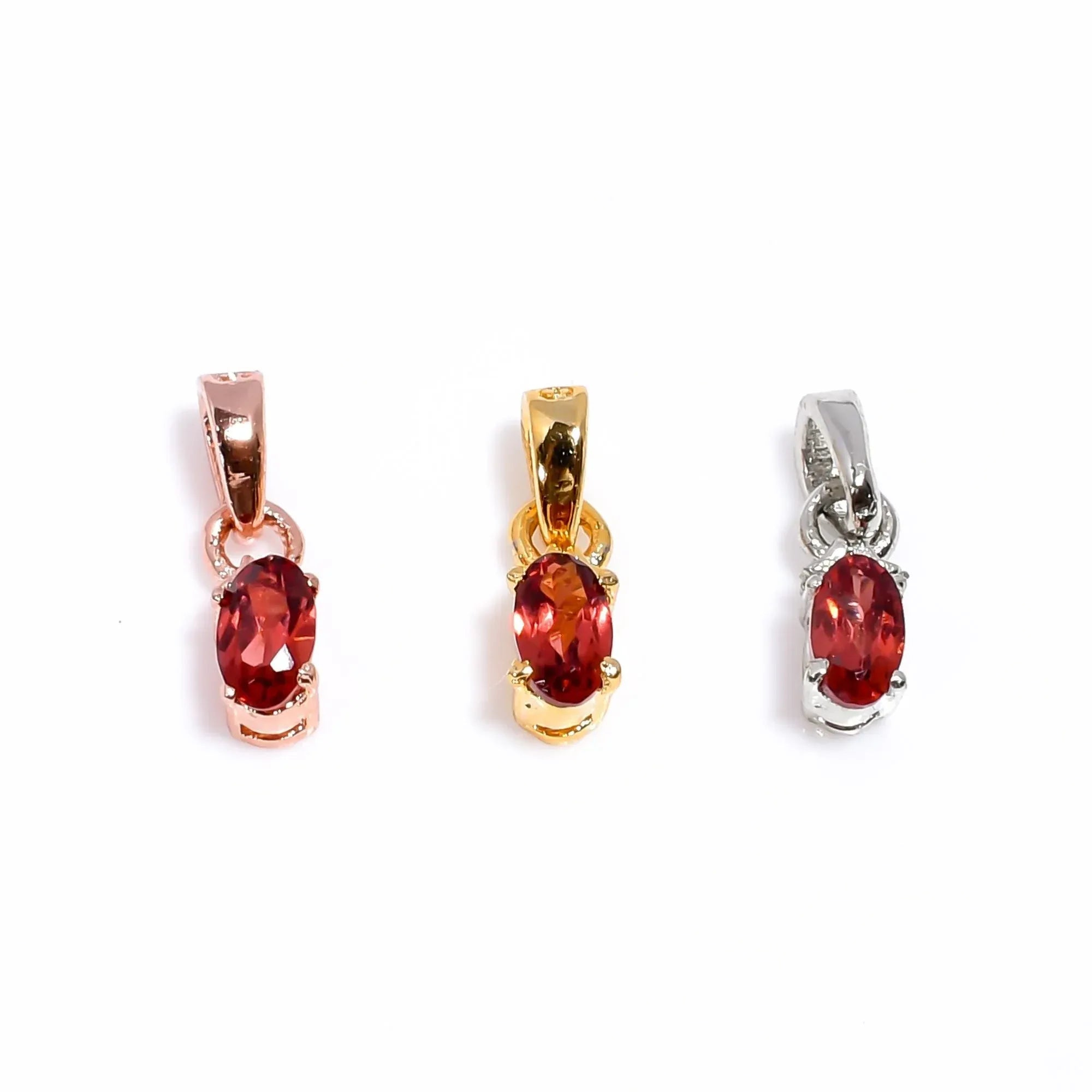 Red Garnet Pendant: Handmade 925 Sterling Silver, Minimalist Oval Stone Jewelry