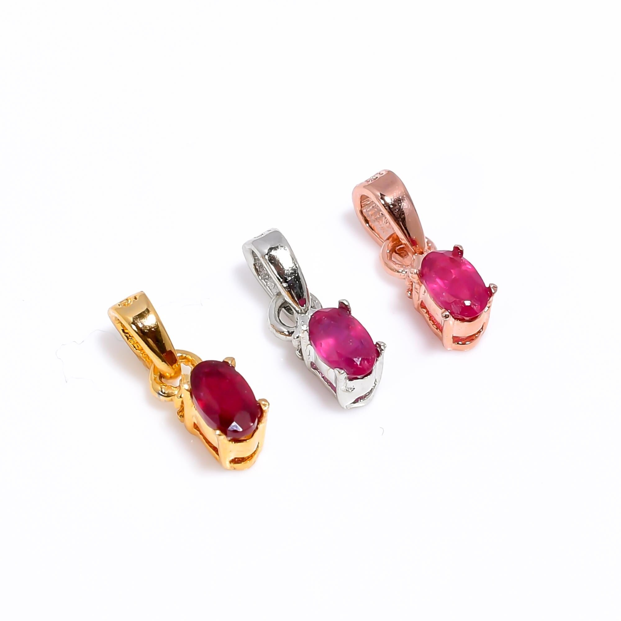 Pink Ruby Gemstone Pendant: Handmade 925 Sterling Silver Oval Jewelry