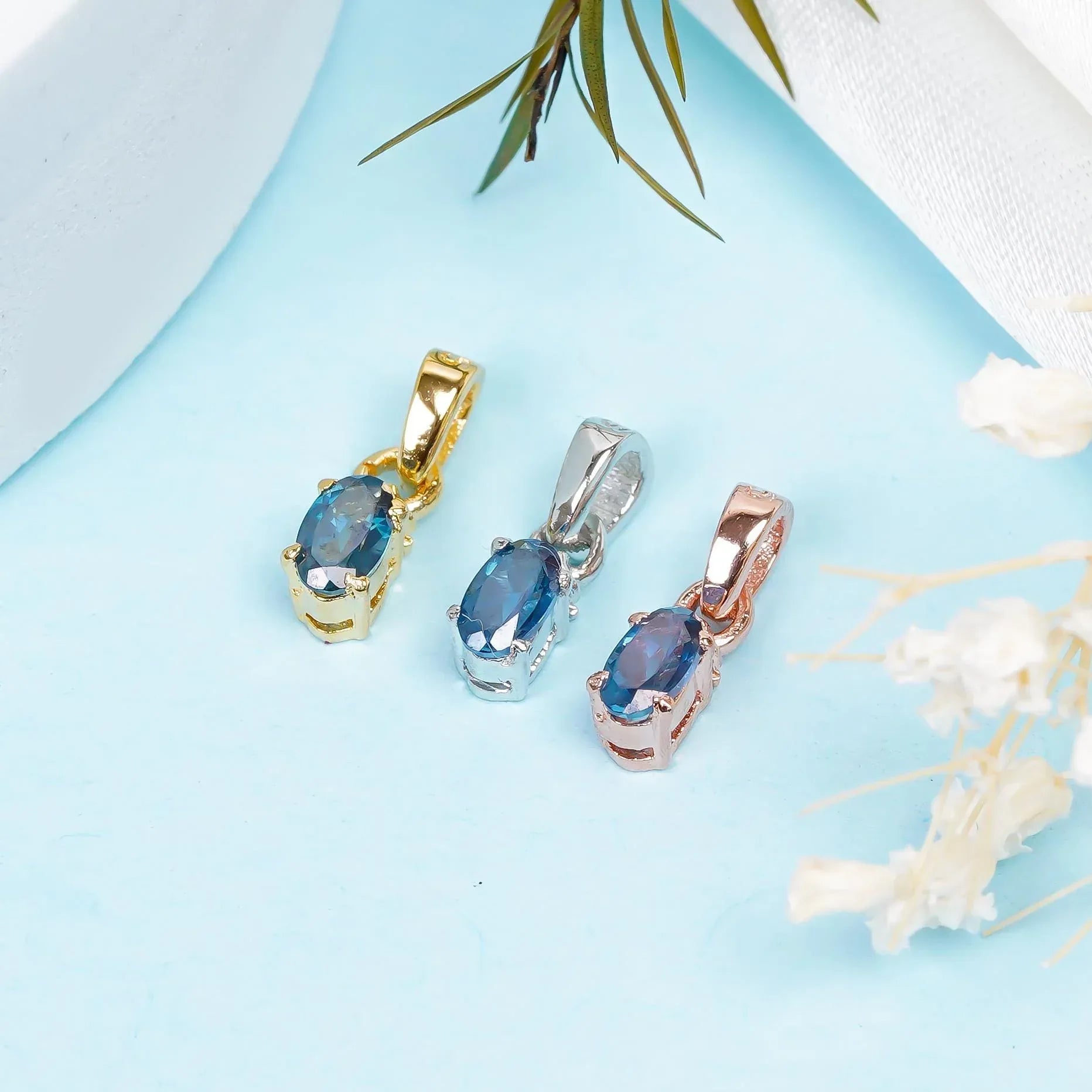 London Blue Topaz Pendant: Handmade 925 Sterling Silver, Oval Cut Jewelry