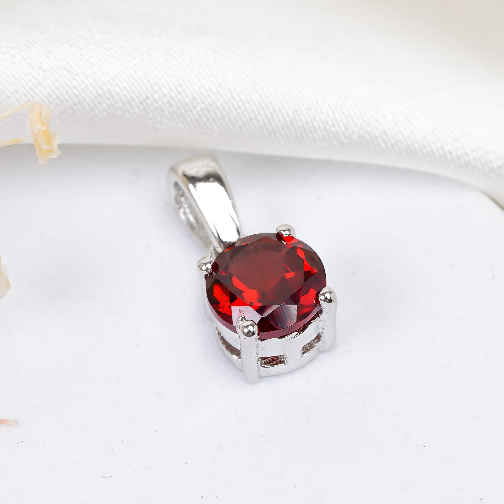 Garnet Pendant Necklace: 925 Sterling Silver, Birthstone Jewelry