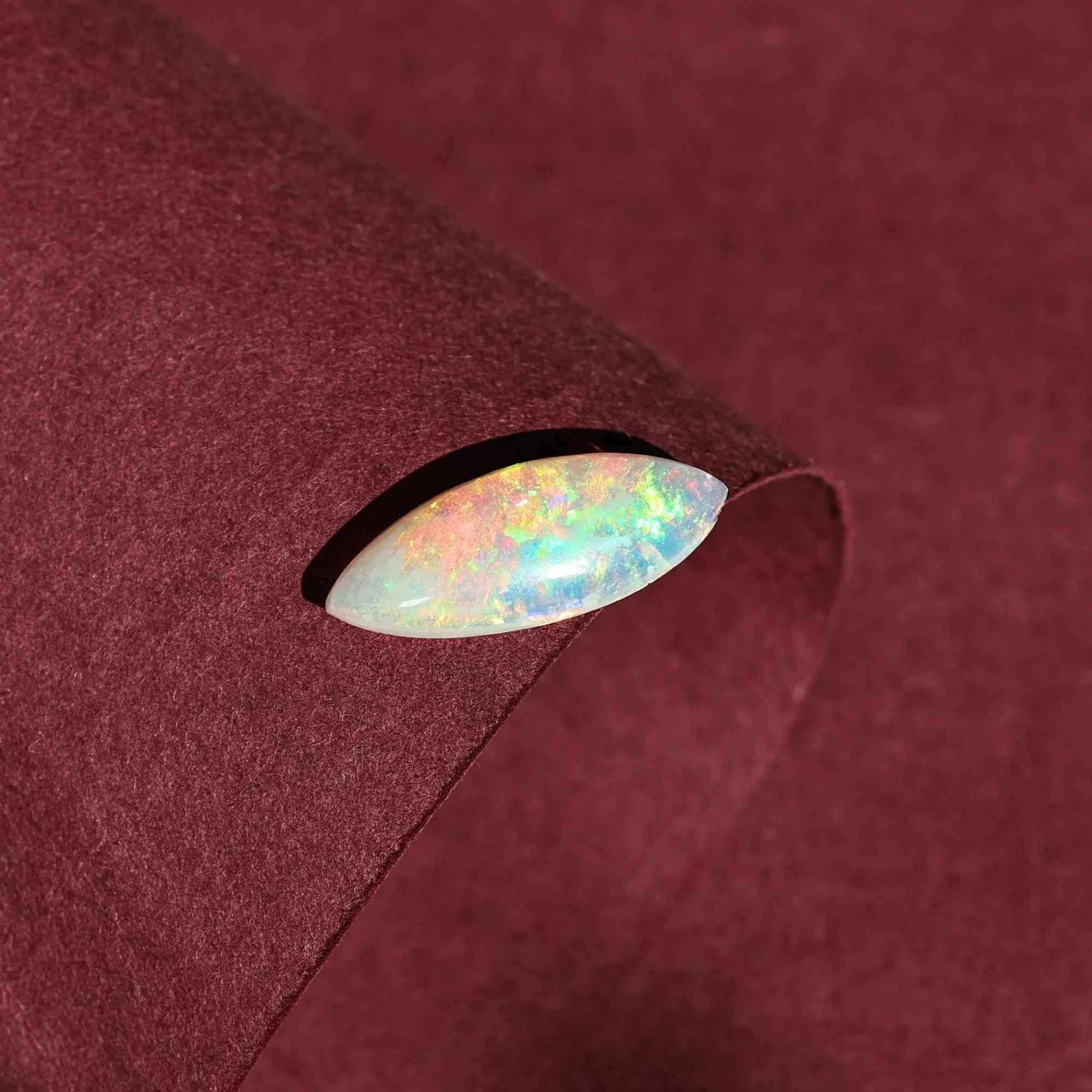 Ethiopian Fire Opal Cabochon: 2.07 Carat Marquise Cut Gemstone (7.5x18mm) loose gemstones