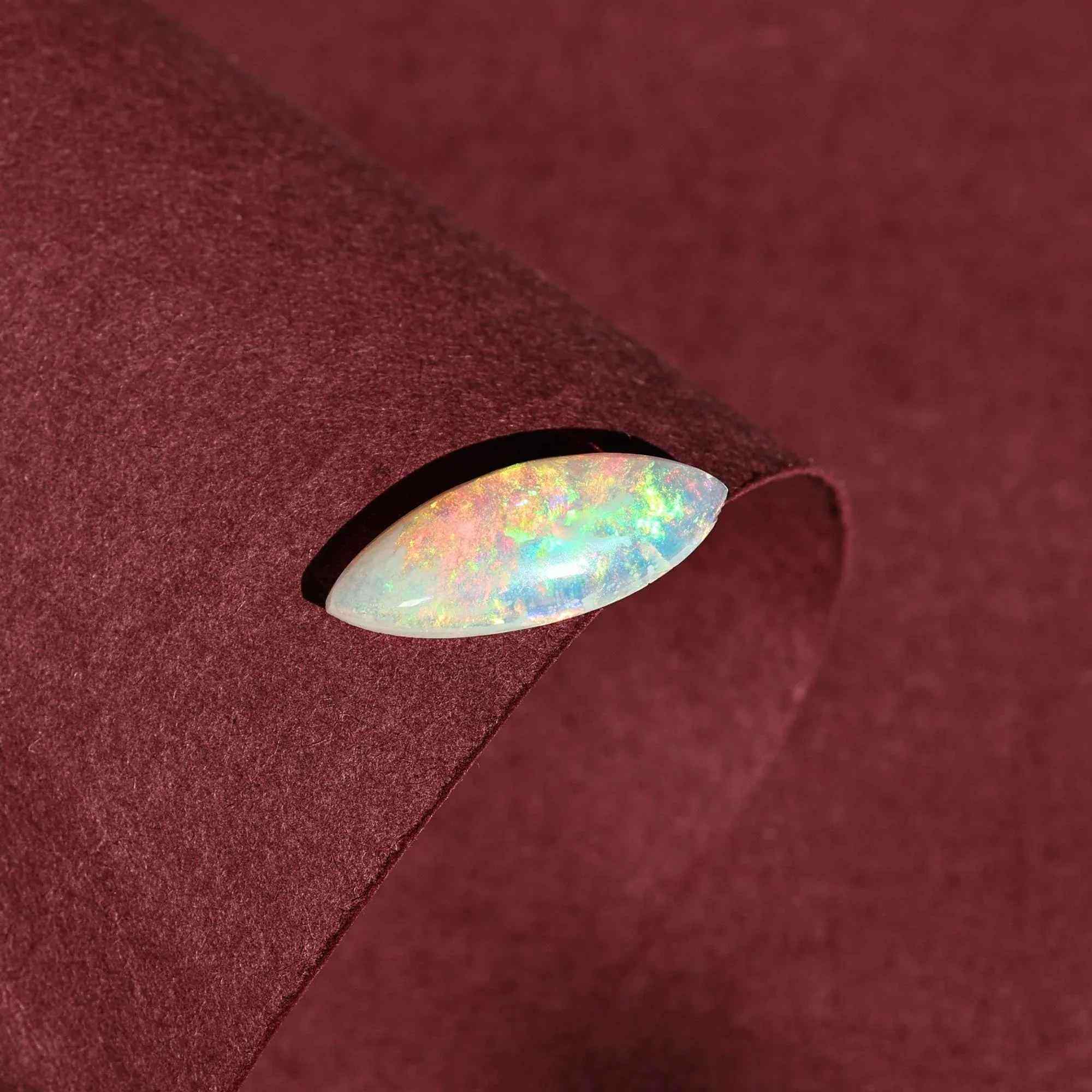 Ethiopian Fire Opal Cabochon: 2.07 Carat Marquise Cut Gemstone (7.5x18mm) Loose Gemstones