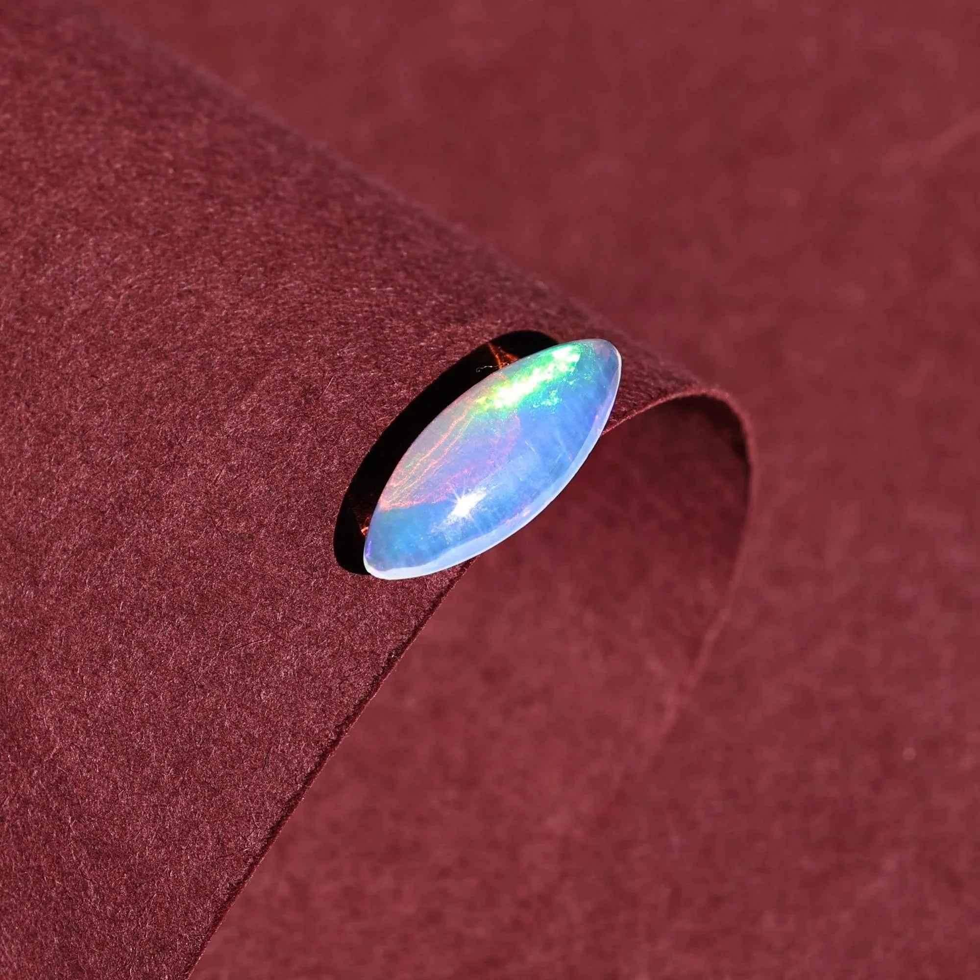1.52 Carat White Ethiopian Opal Cabochon: Rainbow Fire Gemstone loose gemstones