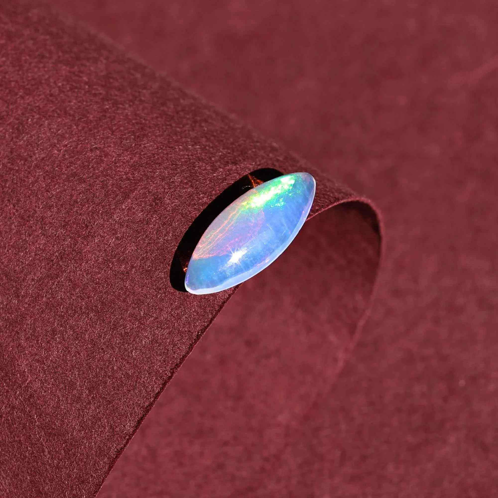 1.52 Carat White Ethiopian Opal Cabochon: Rainbow Fire Gemstone Loose Gemstones