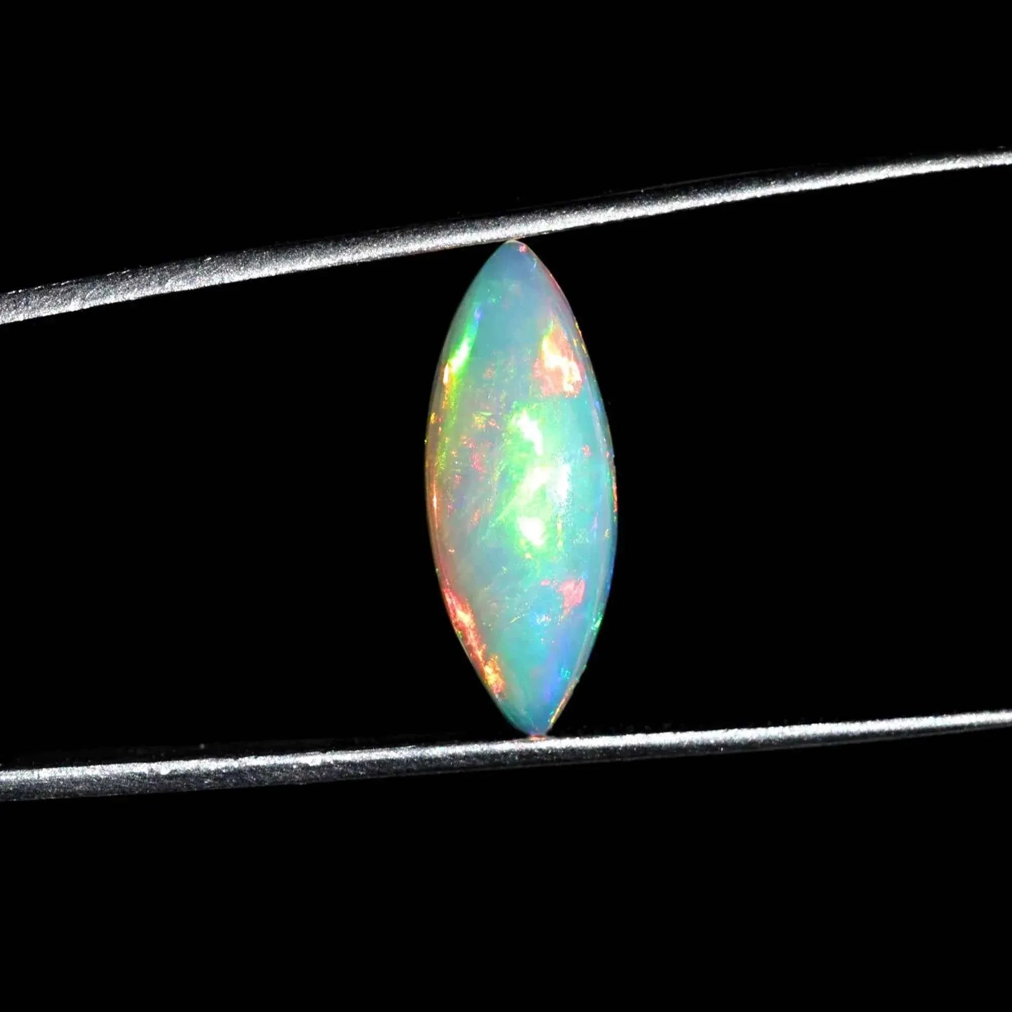 White Fire Ethiopian Opal Cabochon 2.47 Carat Loose Gemstone 7.50x19.00mm loose gemstones